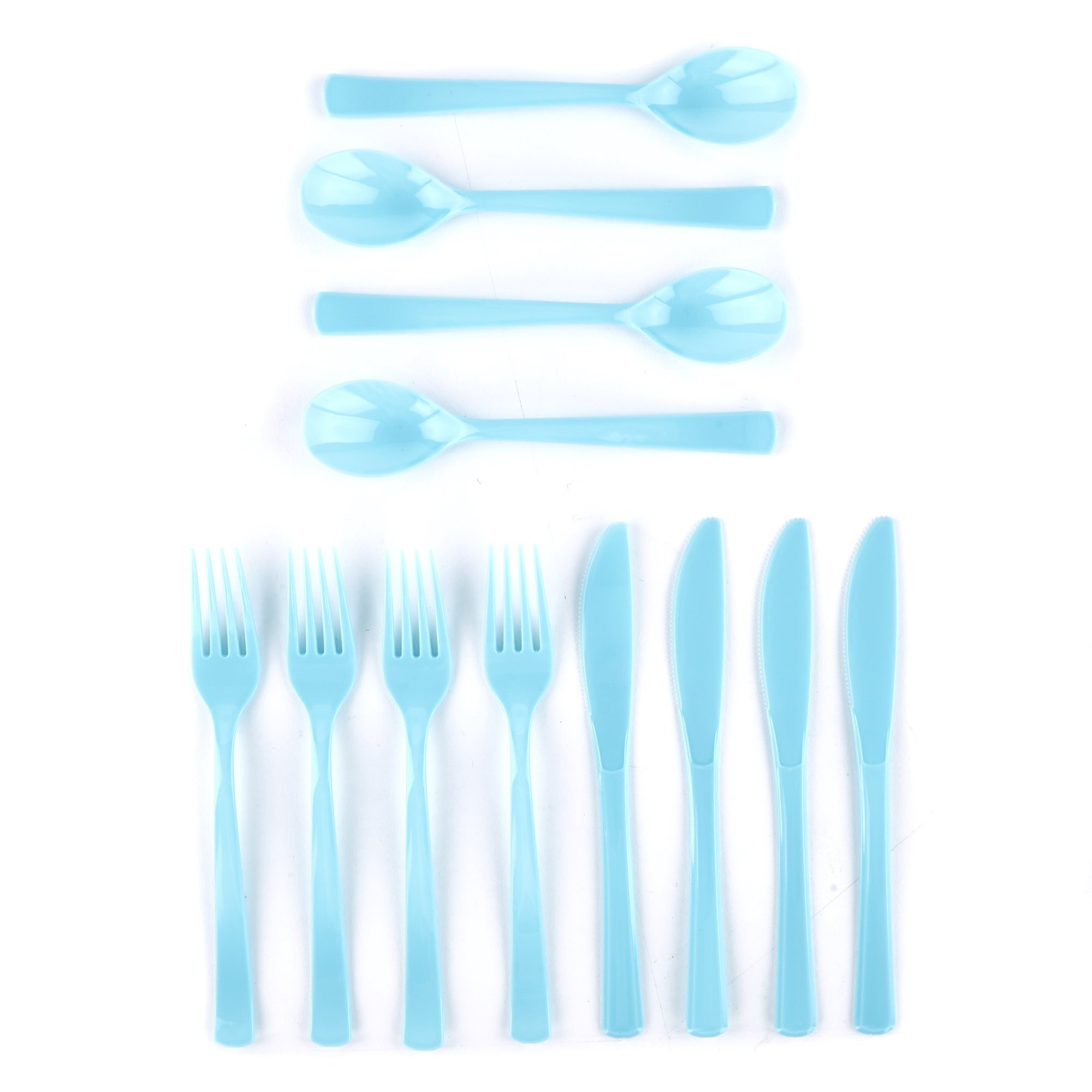 Reusable Baby Blue Plastic Cutlery Set - 18 Pieces 