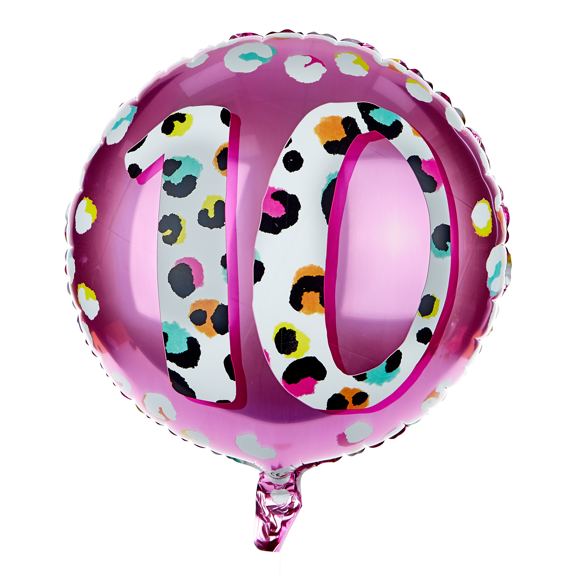 Leopard Print 10th Birthday 18-Inch Foil Helium Balloon