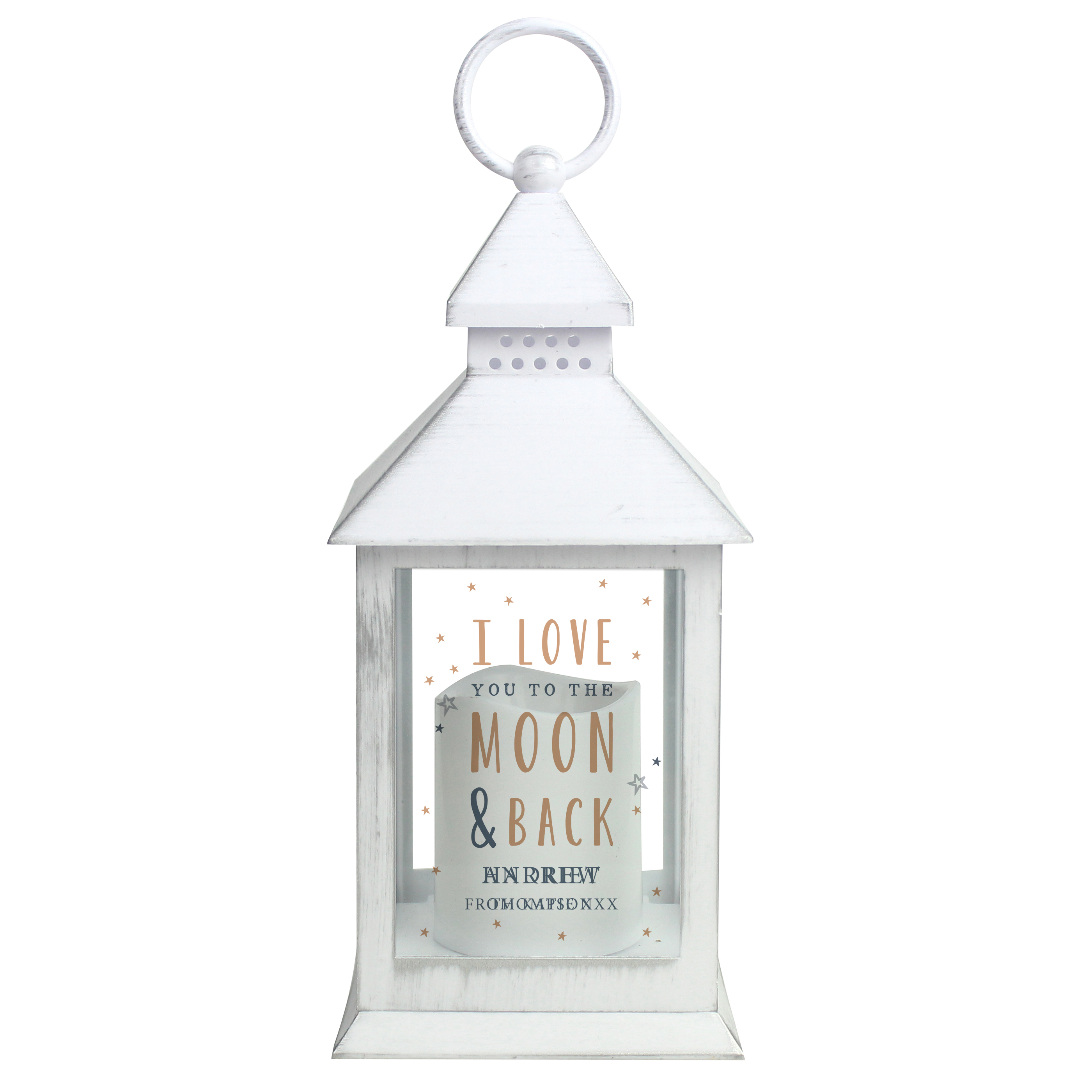 Personalised White LED Lantern - To The Moon and Back