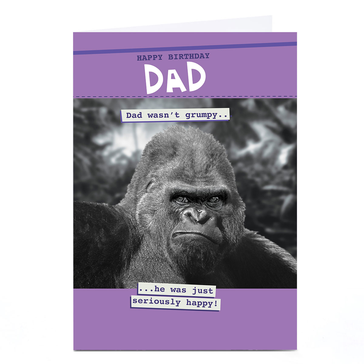 Personalised Quitting Hollywood Birthday Card - Dad, Gorilla