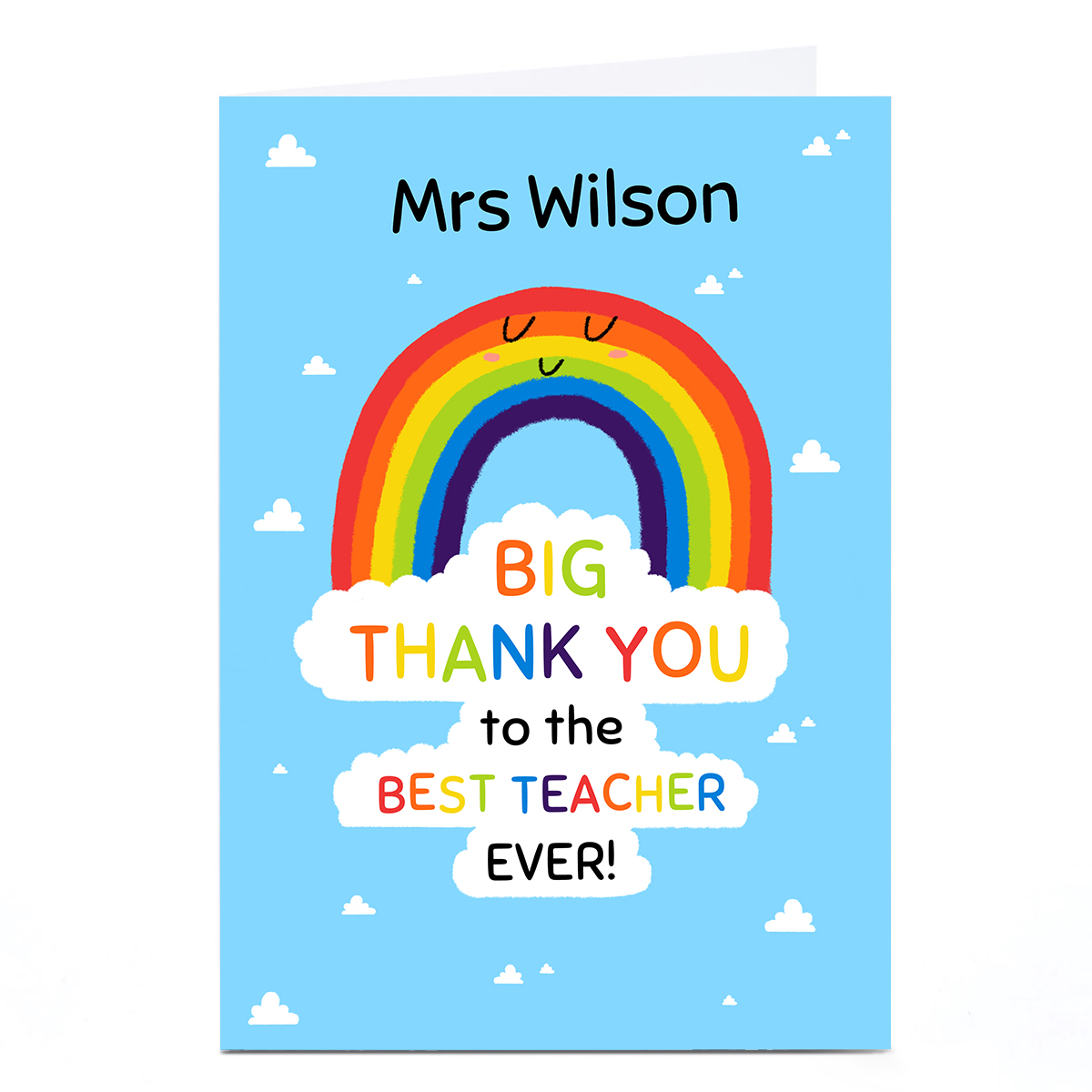 Personalised Hew Ma Card - Rainbow Thank You