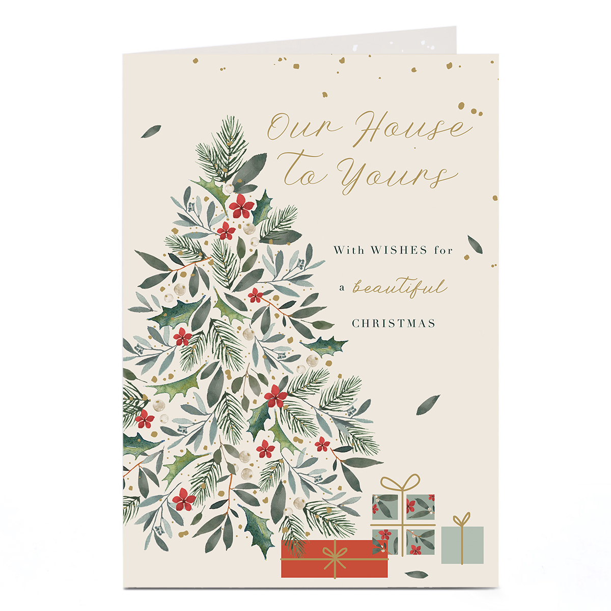 Christmas Card - Foliage Christmas Tree, Our House To Yours