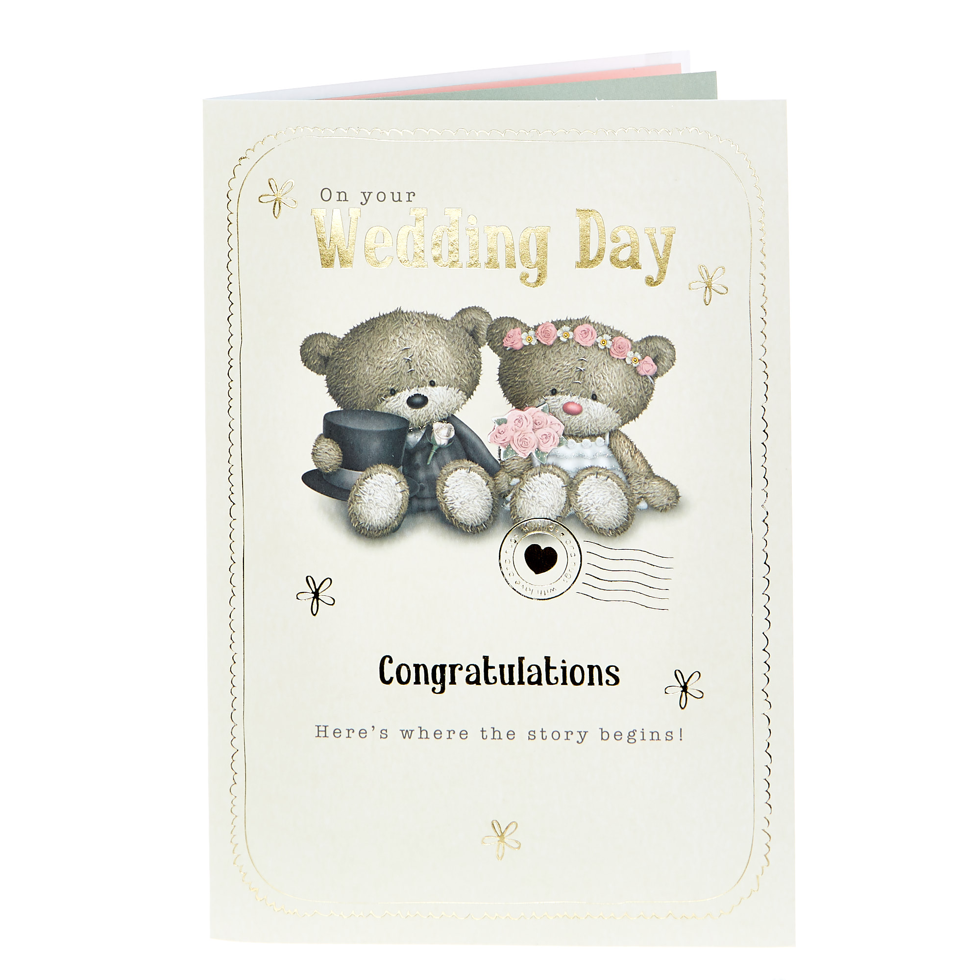 Hugs Bear Wedding Card - Where The Story Begins