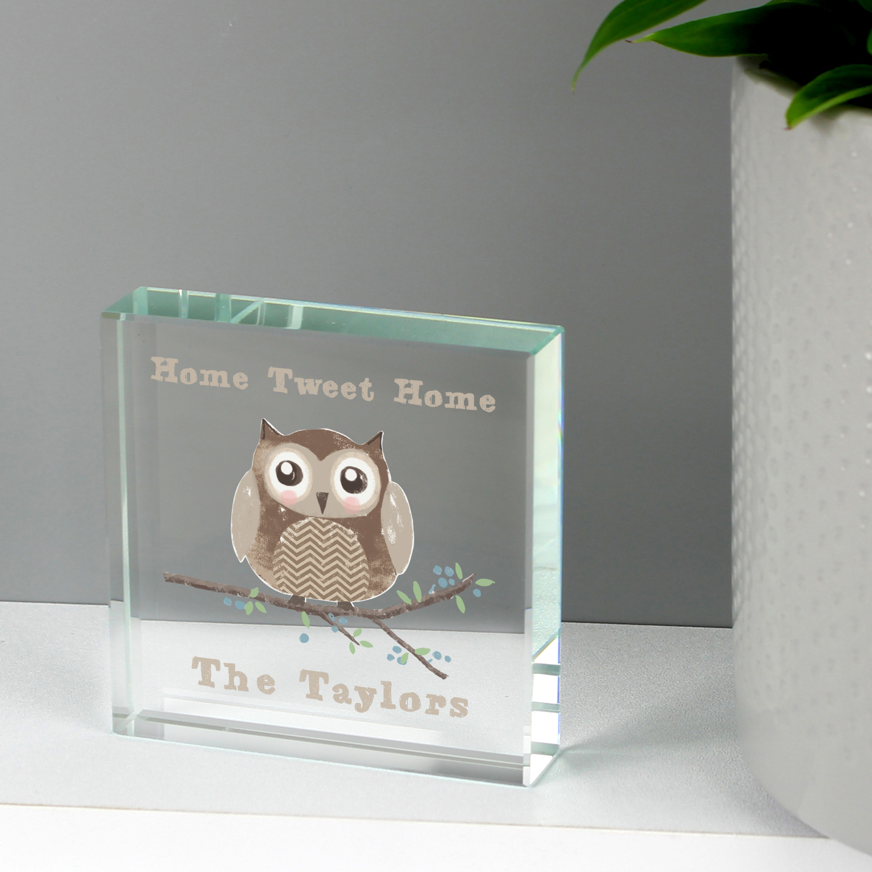 Personalised Woodland Owl Crystal Token