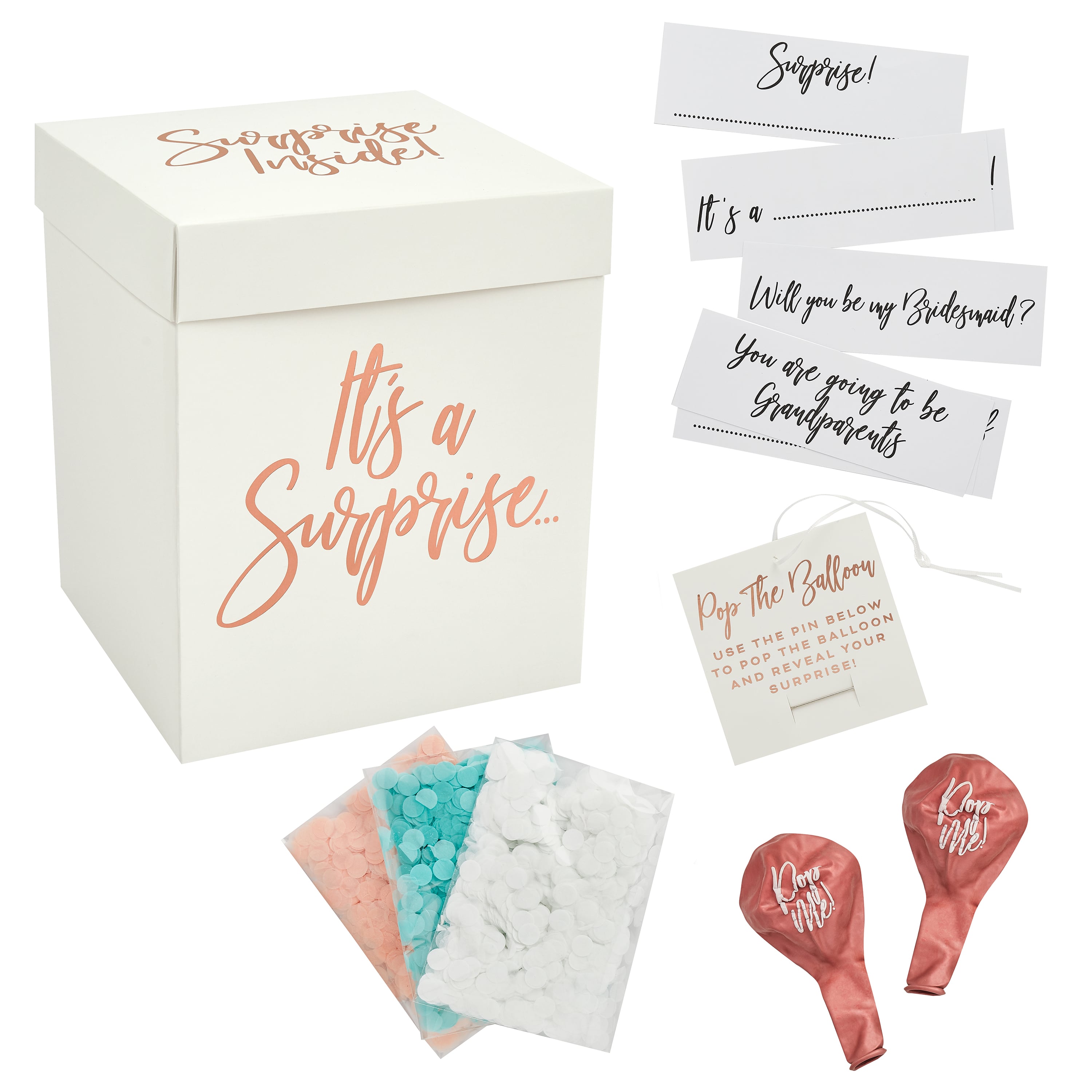 Metallic Rose Gold Surprise In A Box Set