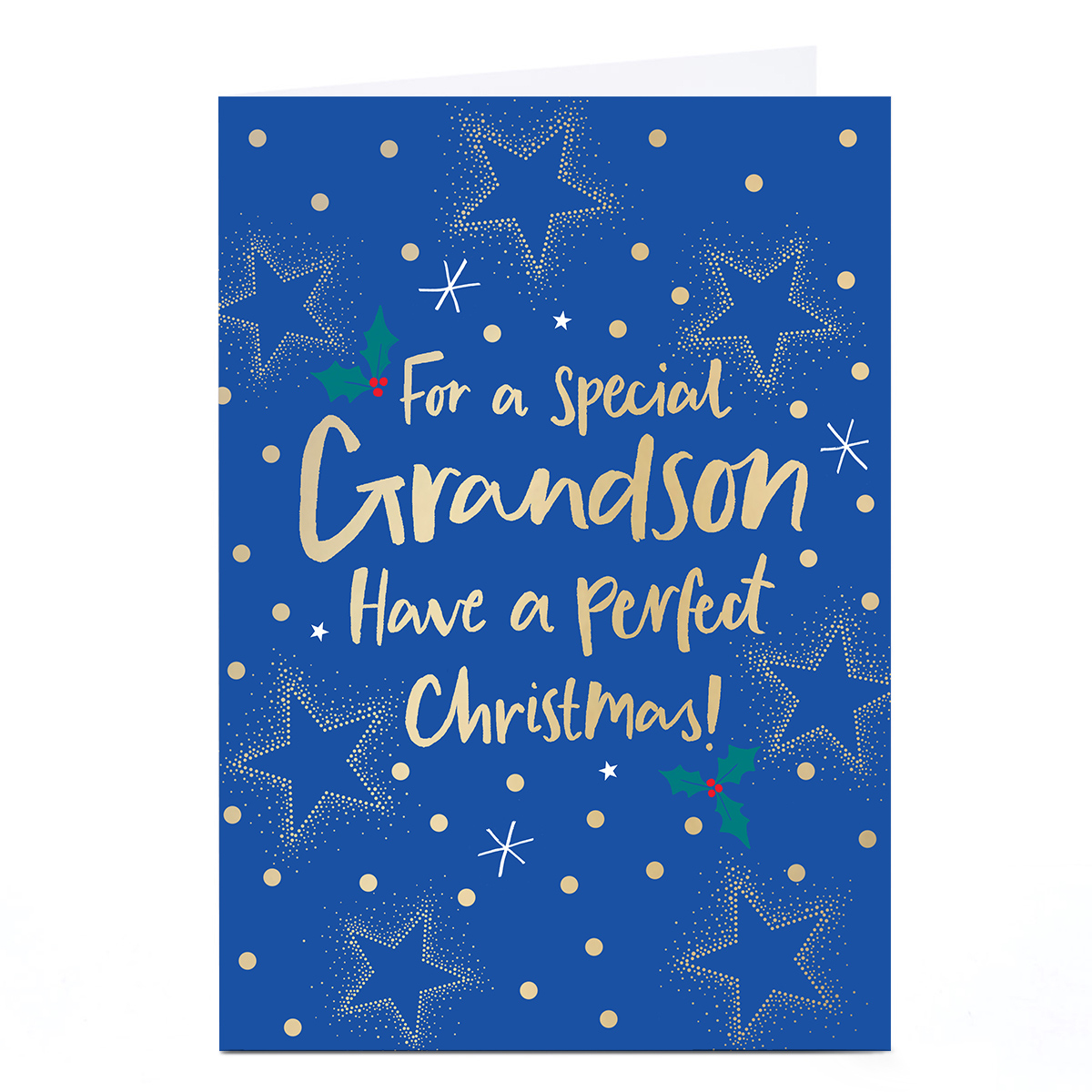 Christmas Card - Blue Stars For A Special Grandson
