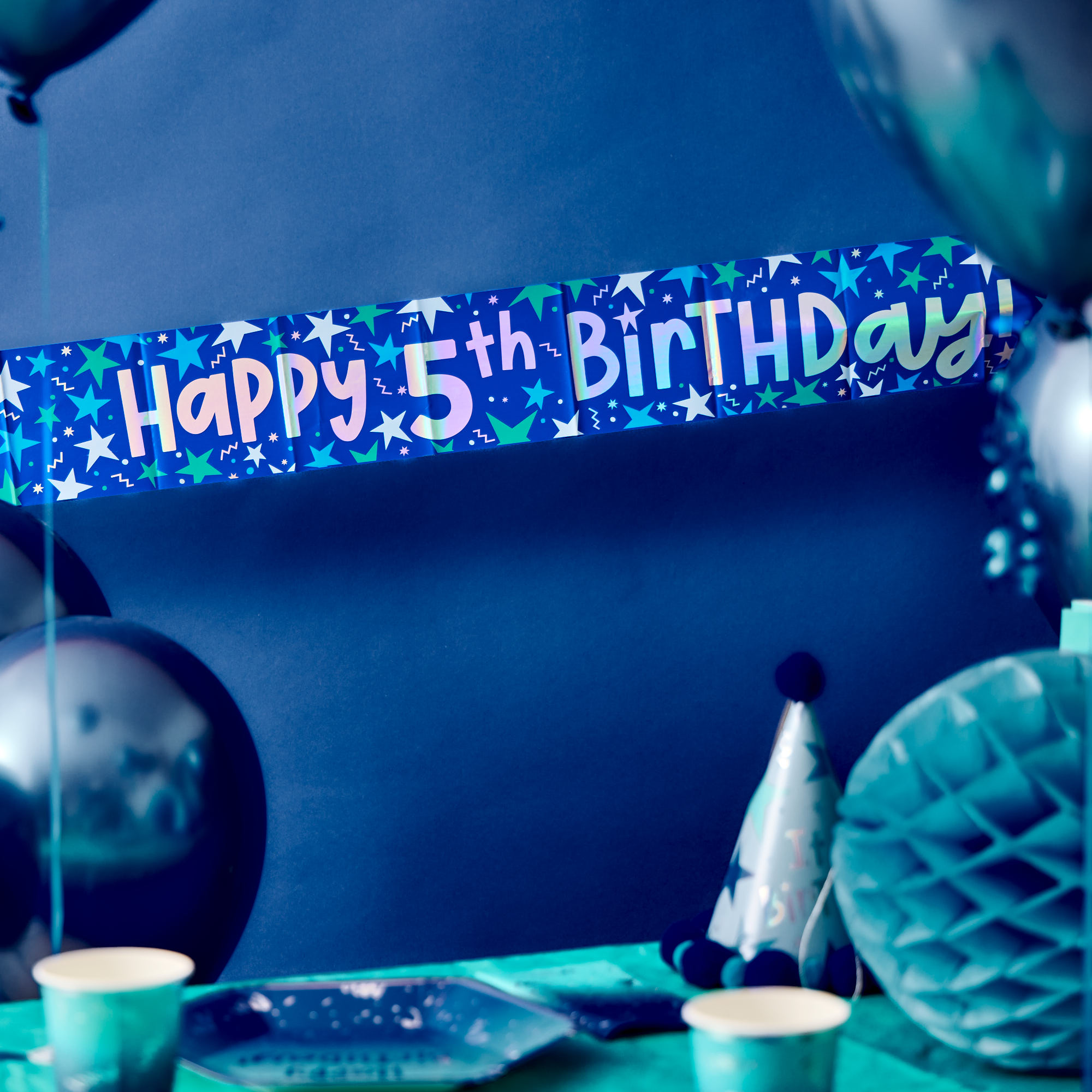 Happy 5th Birthday Banner - Blue