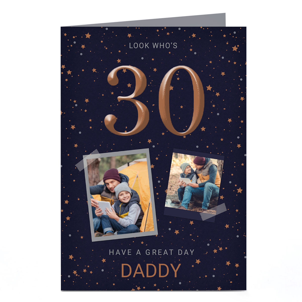Photo Birthday Card - Bronze Stars, Look Who's..., Editable Age