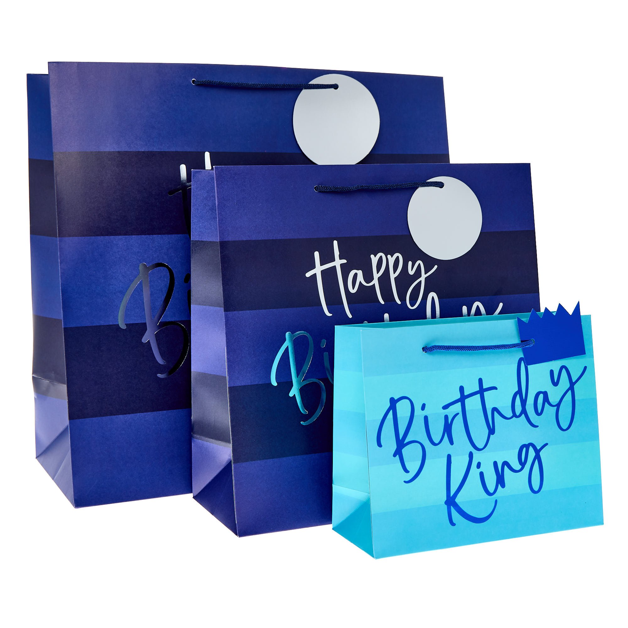 Blue Happy Birthday Gift Bags - Multipack of 3