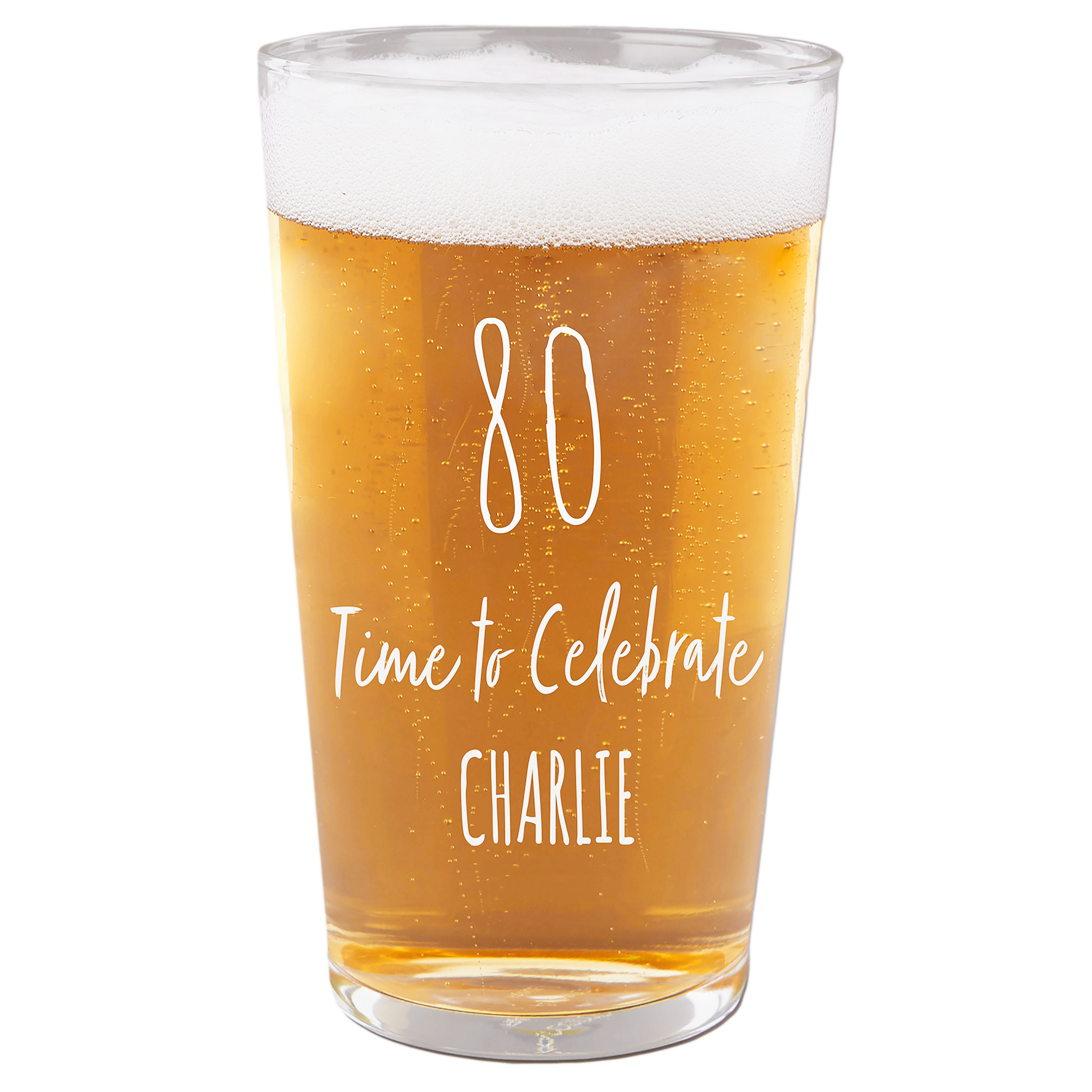Personalised 80th Birthday Pint Glass - Time To Celebrate
