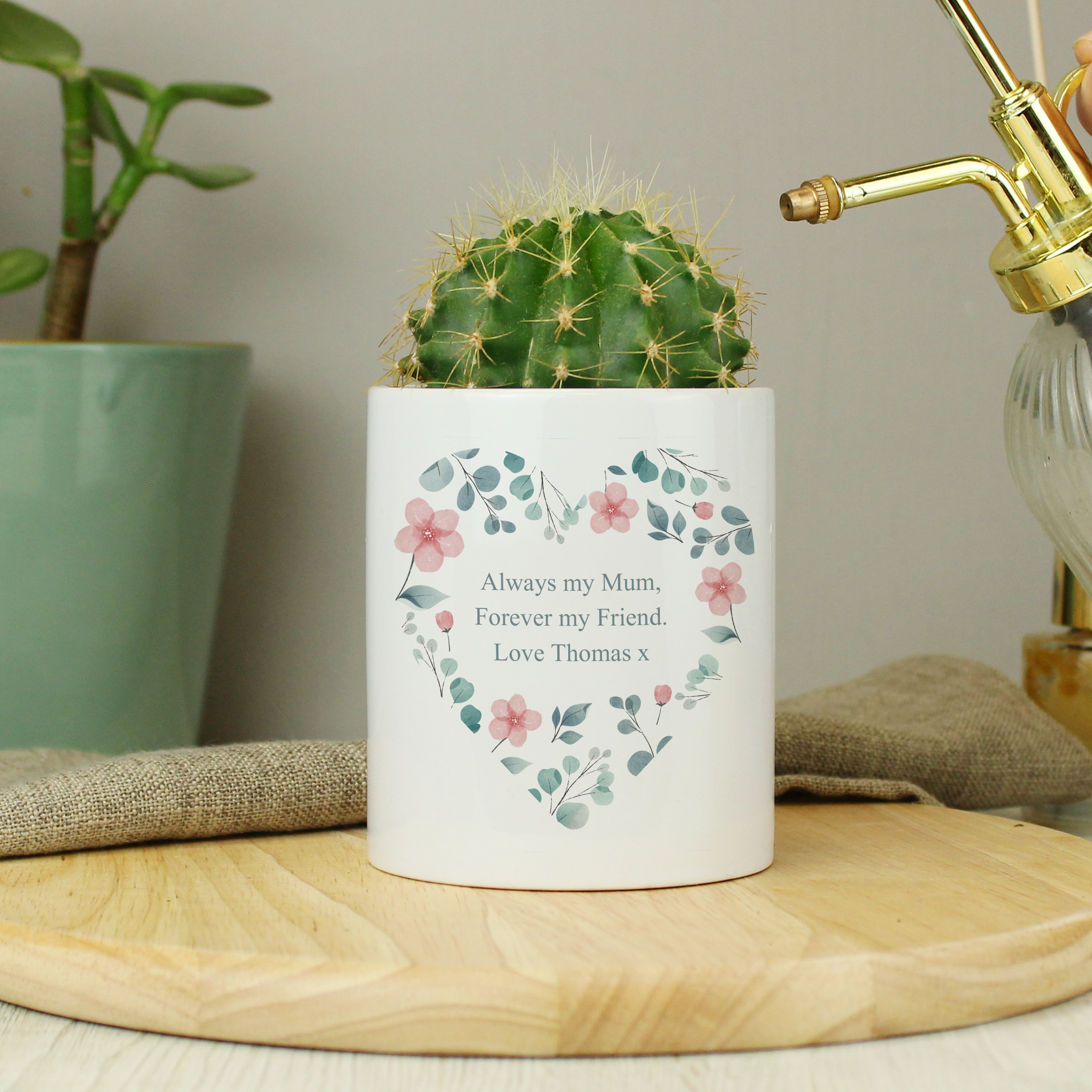 Image of Personalised Floral Heart Ceramic Storage Pot
