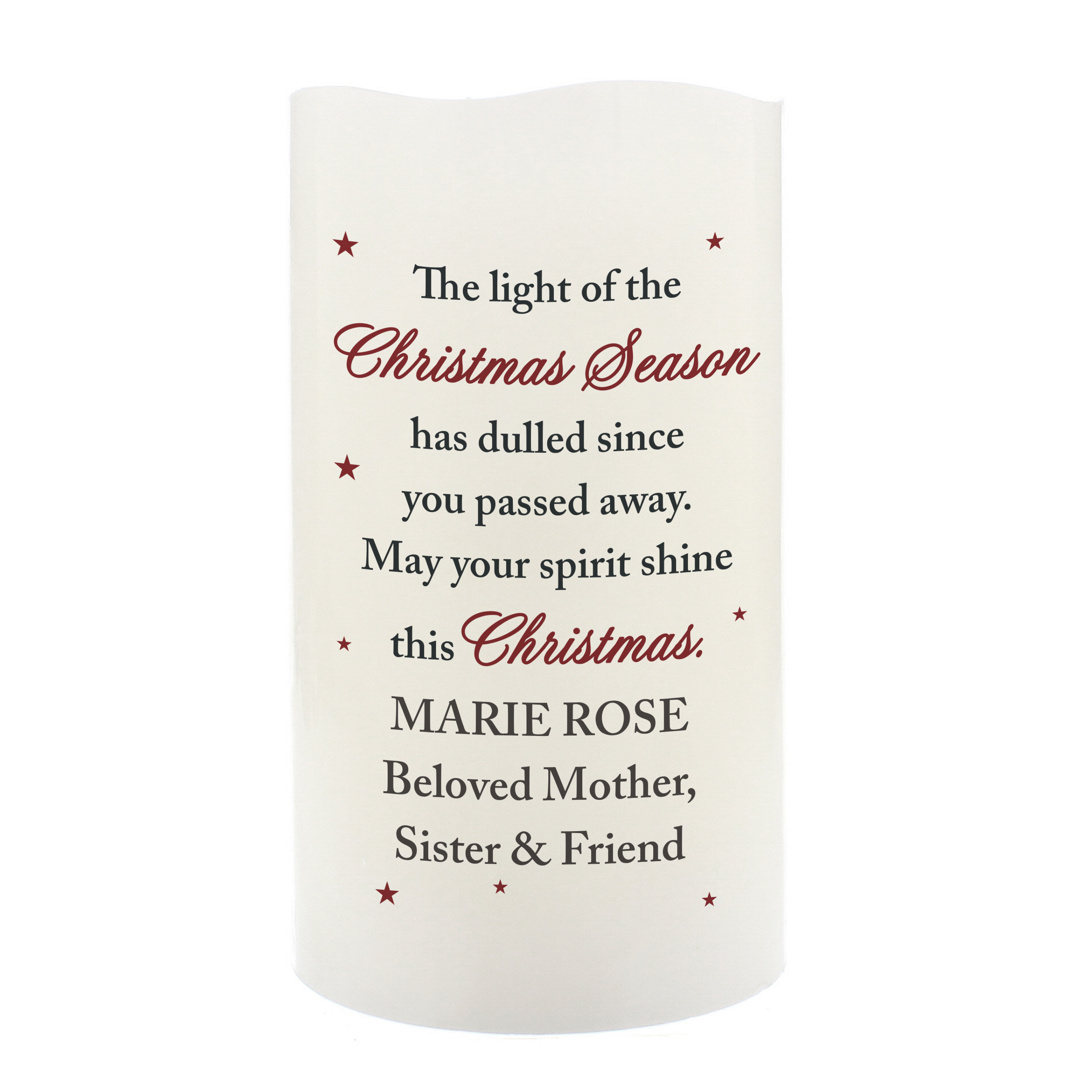 Personalised Christmas Season LED Memorial Candle