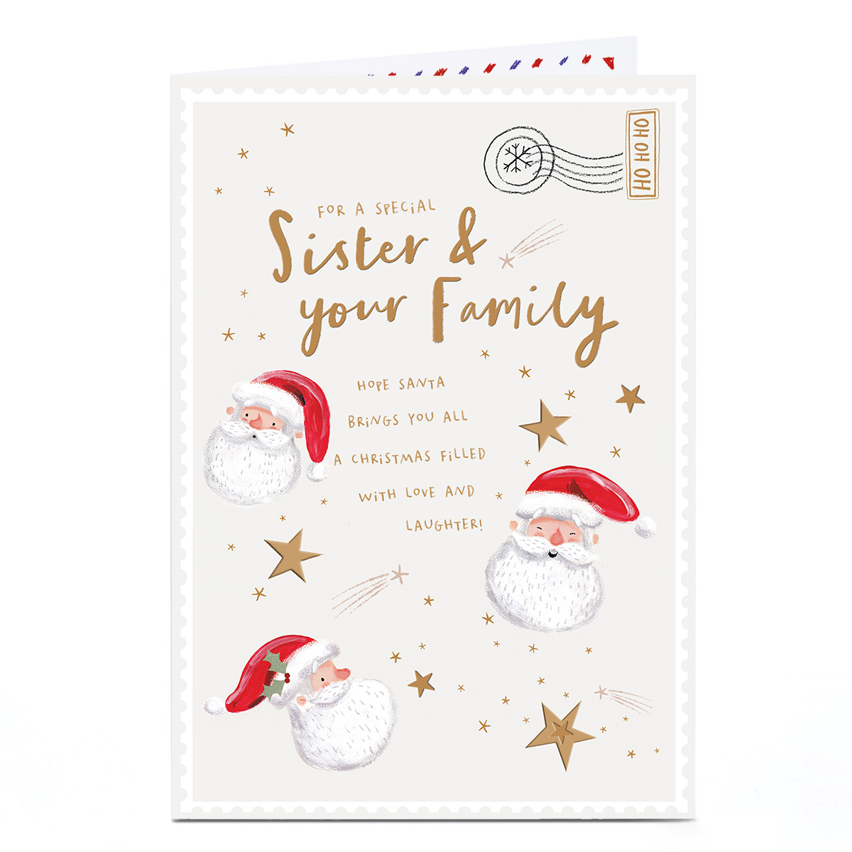 Christmas Card - Love and Laughter Santas, Sister & Your Family