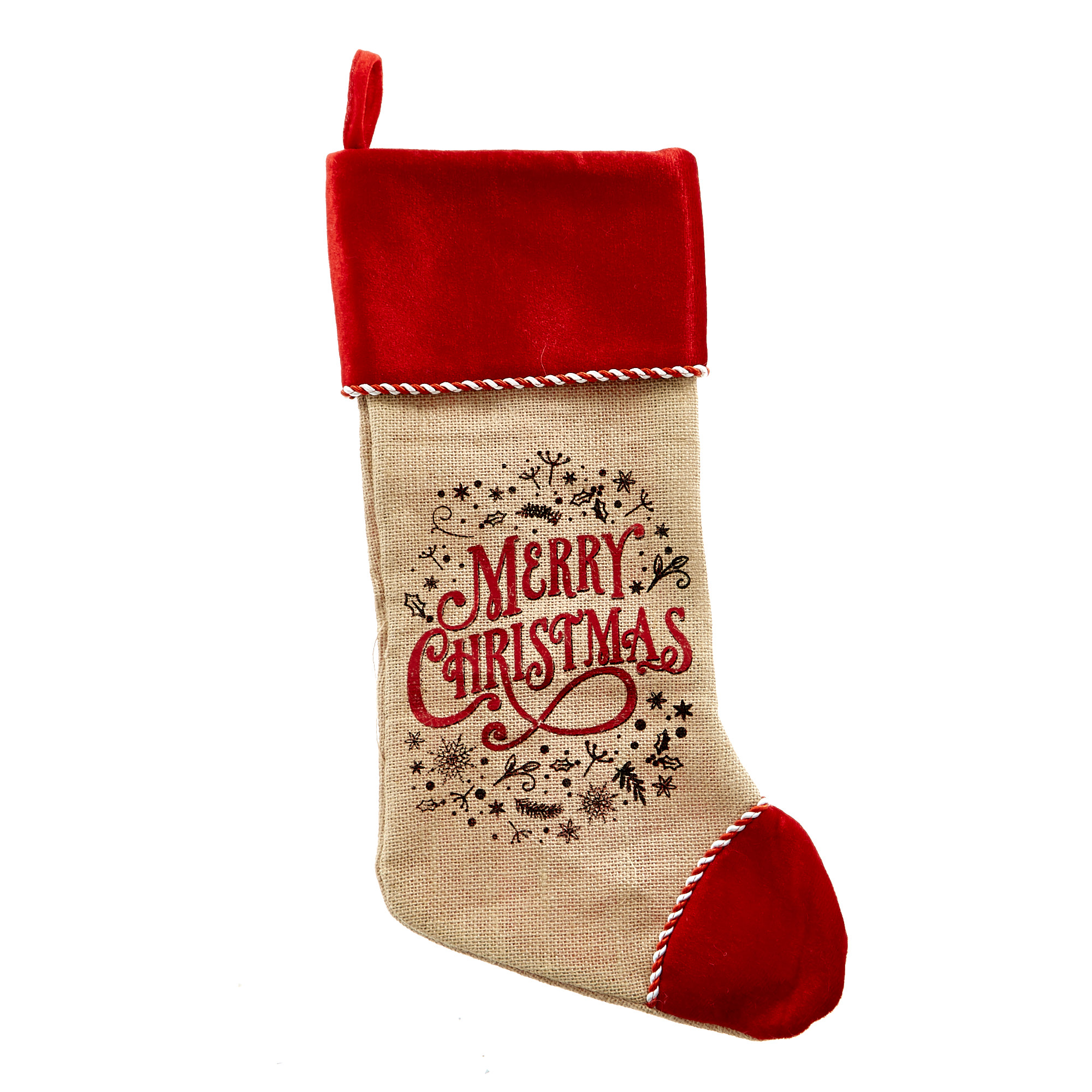 Hessian Merry Christmas Stocking 