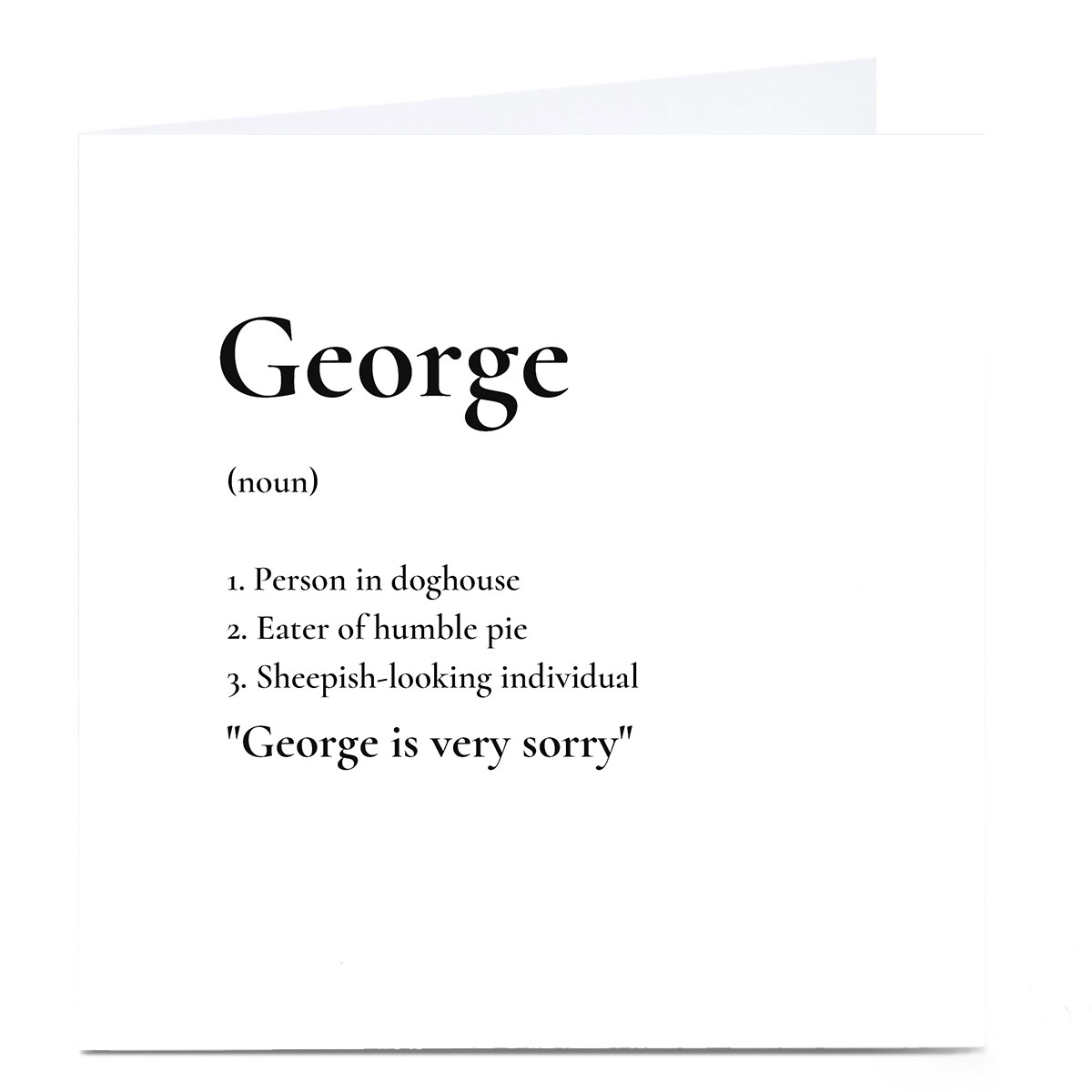Personalised Sorry Card - Dictionary Definition 