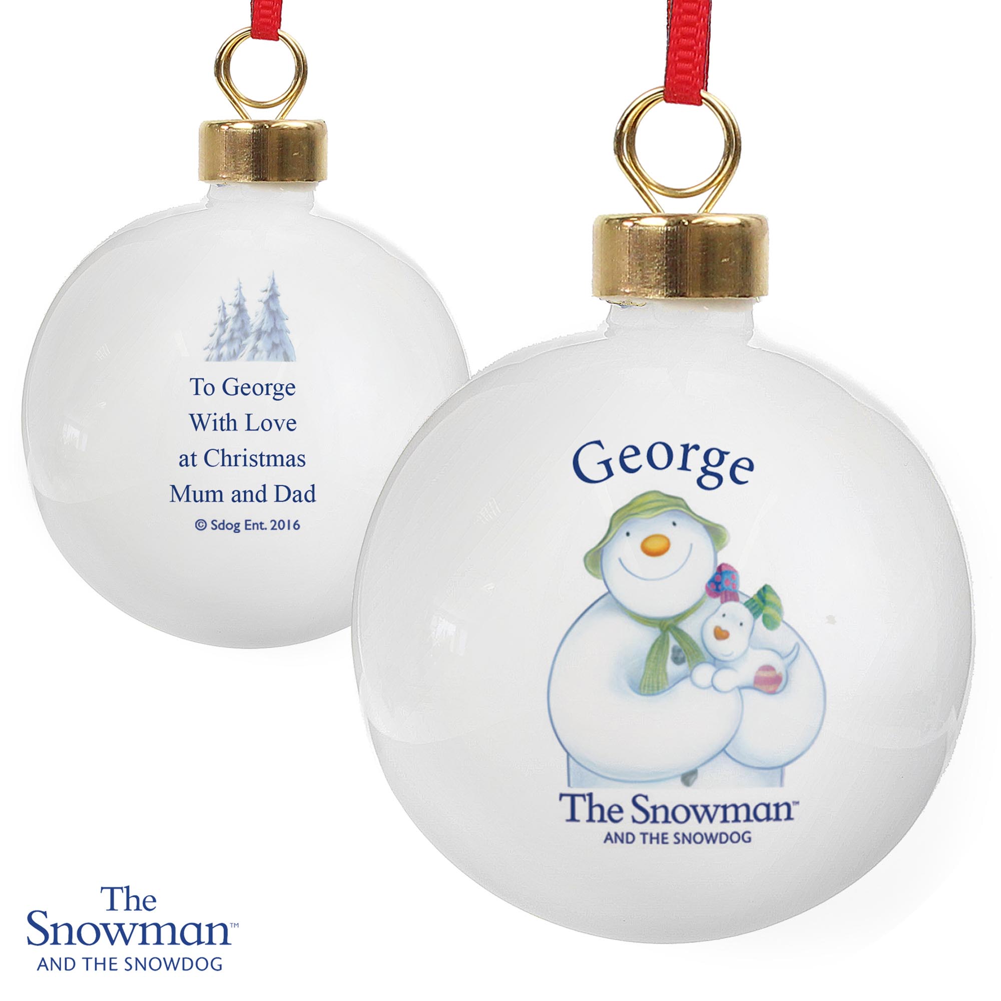 Personalised The Snowman & the Snowdog Bauble