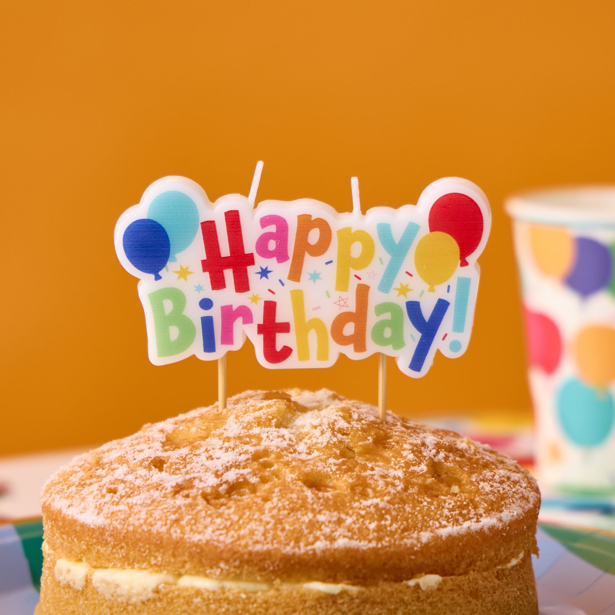 Brights Happy Birthday Cake Candle