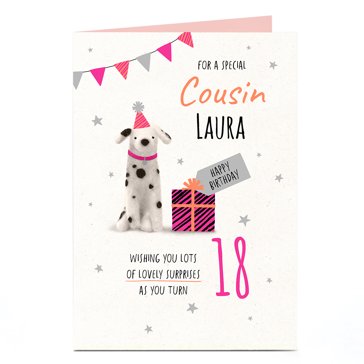 Personalised Editable Age Birthday Card - Lovely Surprises, Cousin