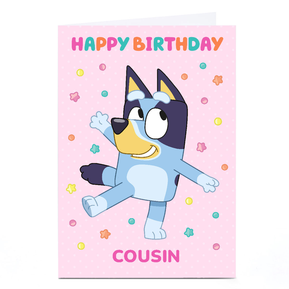 Personalised Birthday Card - Bluey Cousin Pink