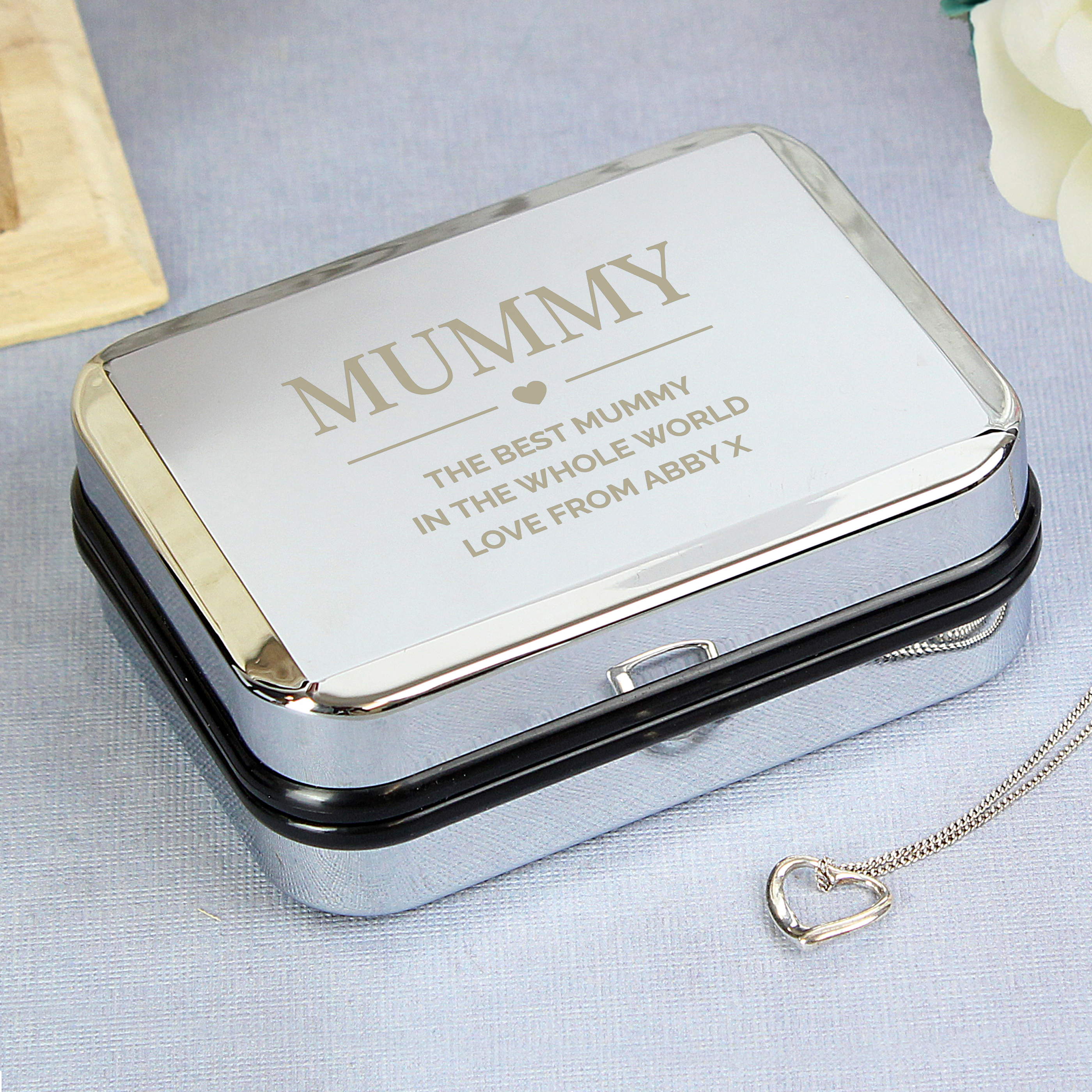 Personalised Trinket Box & Heart Necklace
