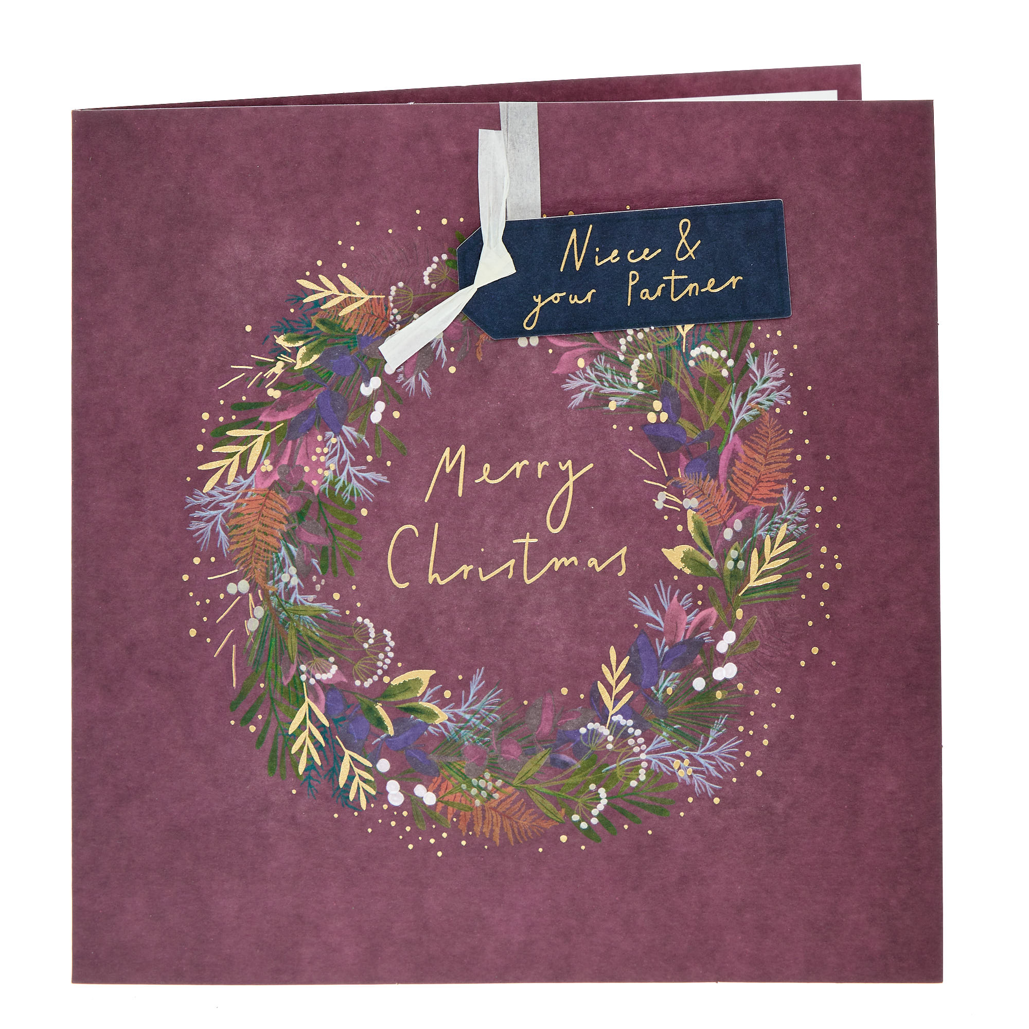Exquisite Niece & Partner Wreath Christmas Card