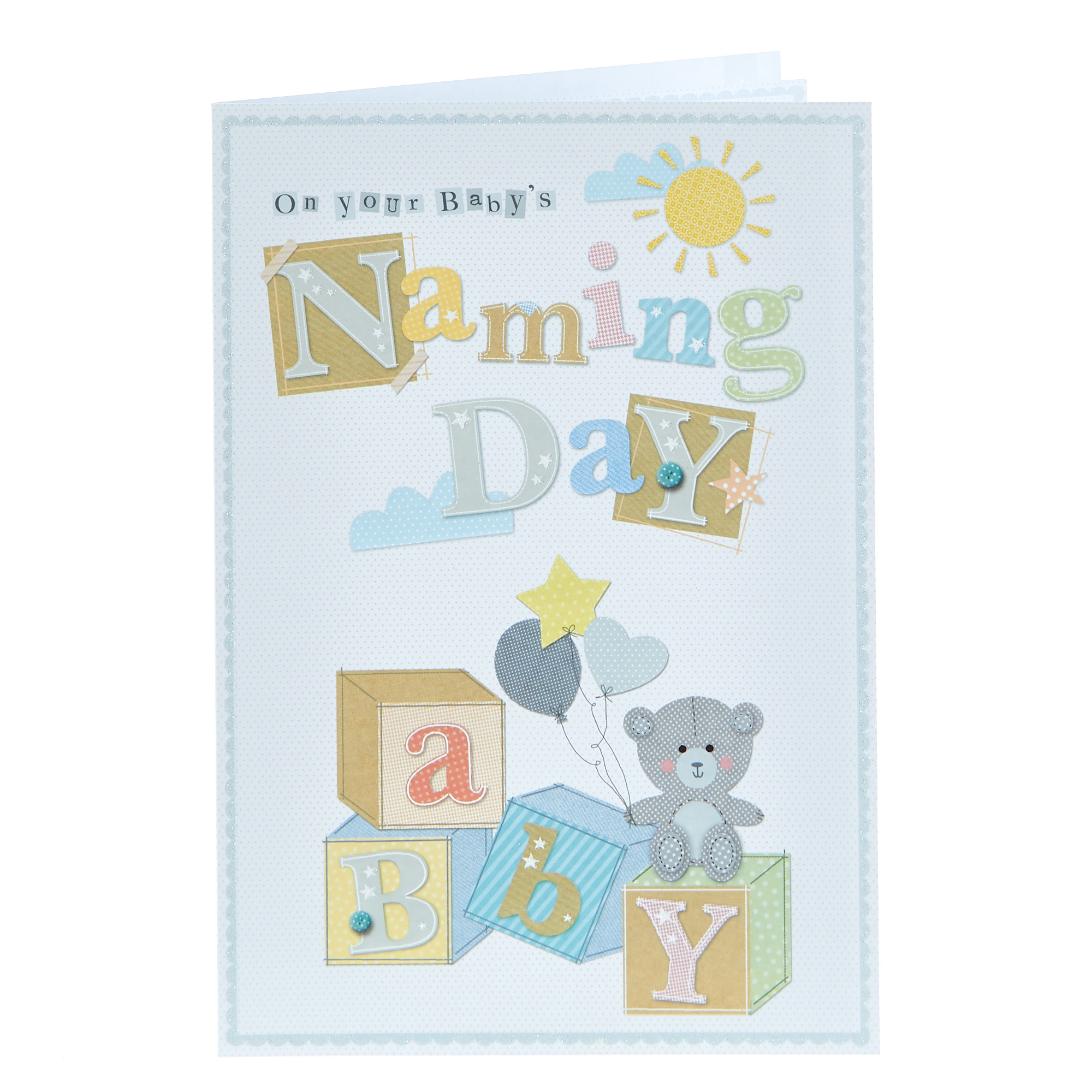 Naming Day Card - Wooden Blocks