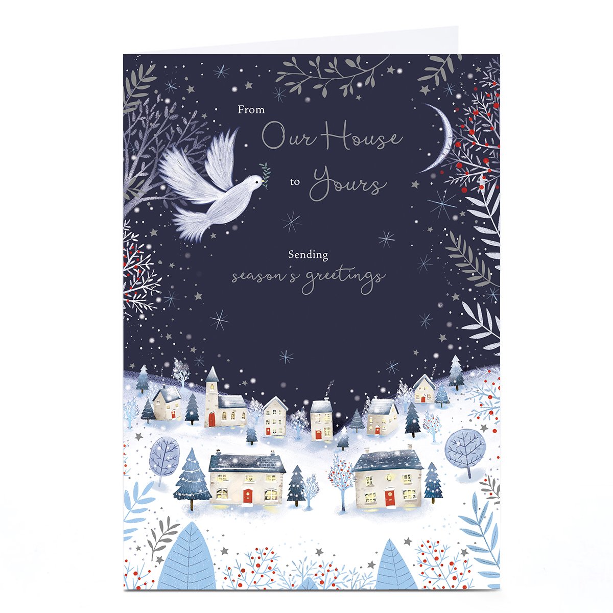 Christmas Card - From Our House to Your House - Dove in the night sky