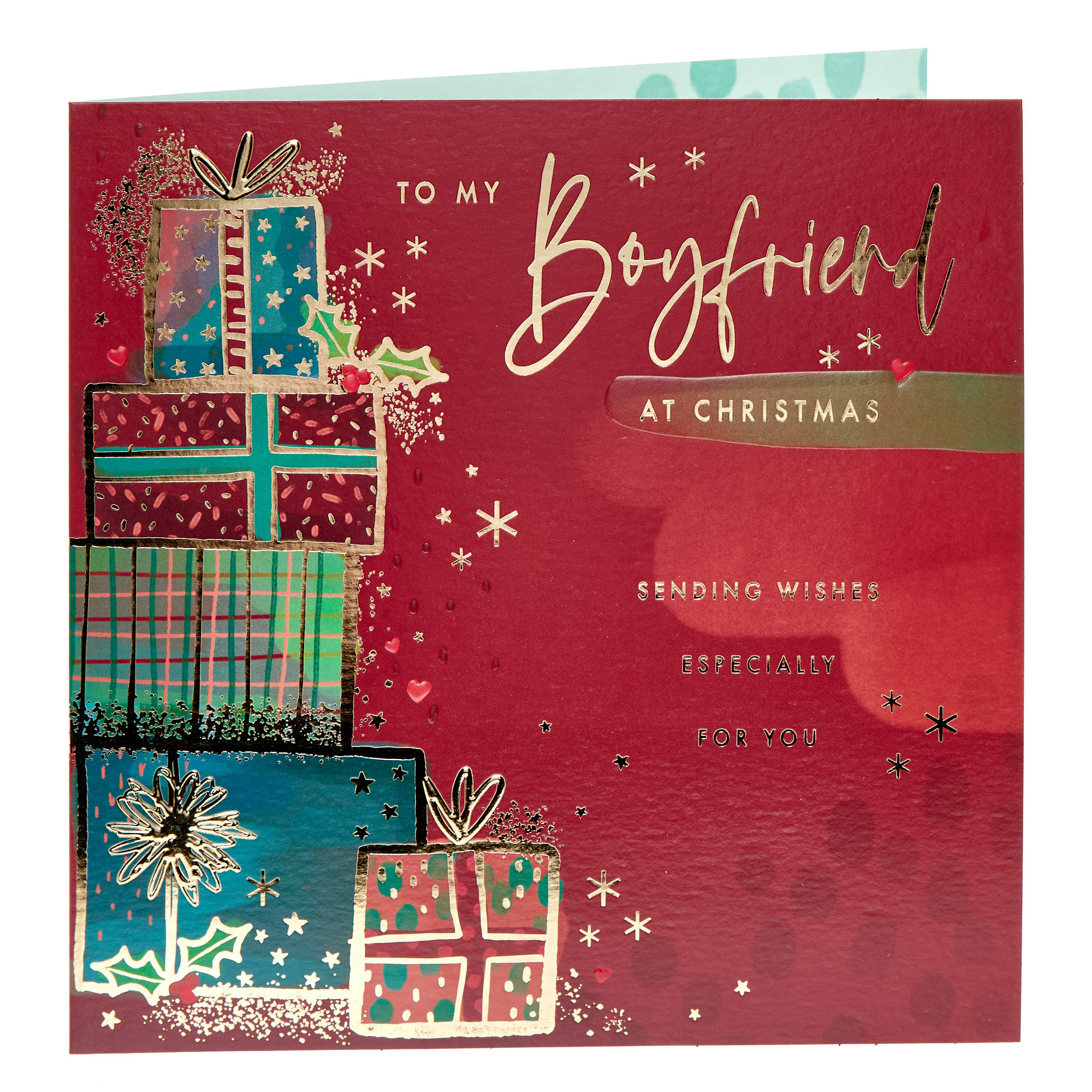 Platinum Boyfriend Pile Of Presents Christmas Card