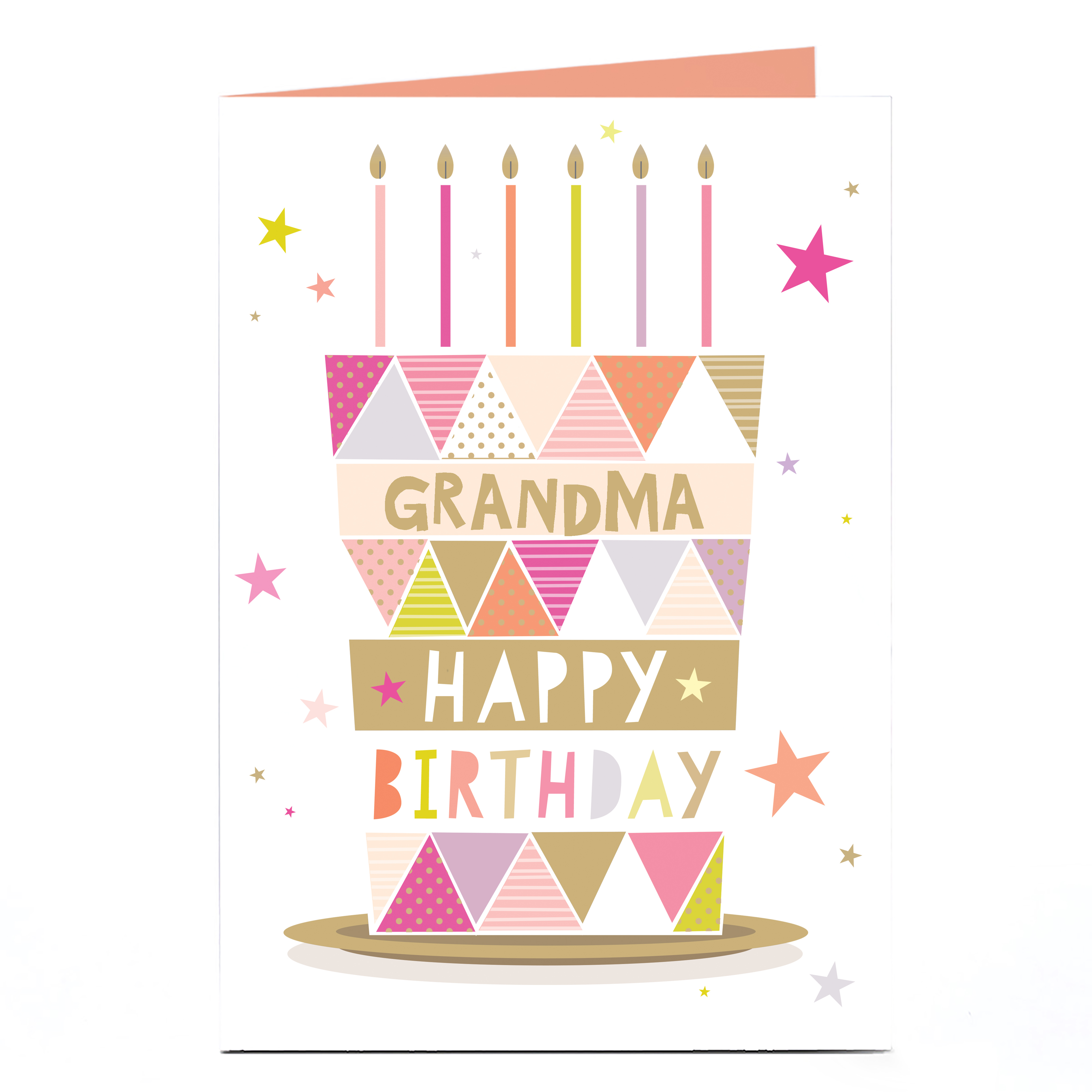 Personalised Birthday Card - Gold and Pink Cake