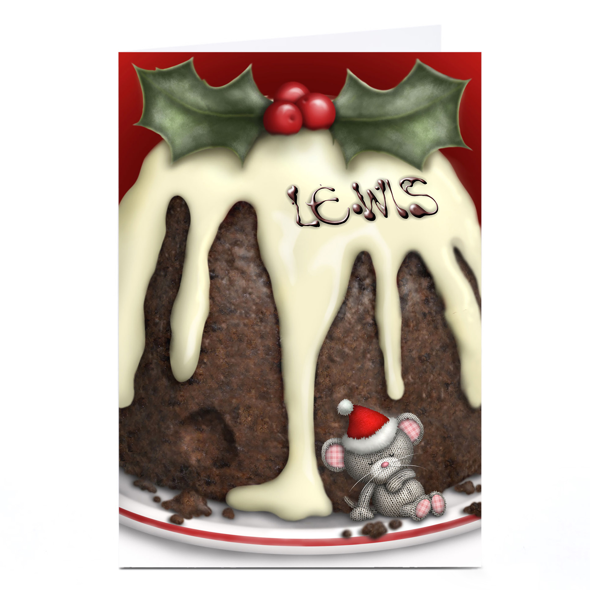 Personalised Christmas Card - Xmas Pudding