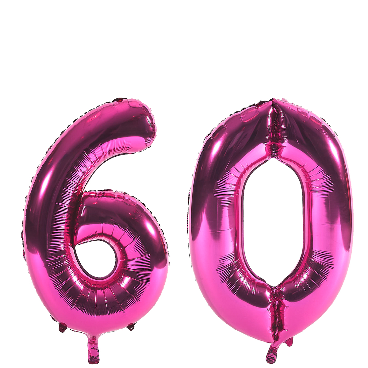 Age 60 Giant Foil Helium Numeral Balloons - Pink (deflated)