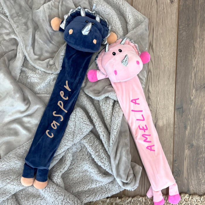 Personalised Children's Dinosaur Long Hot Water Bottle