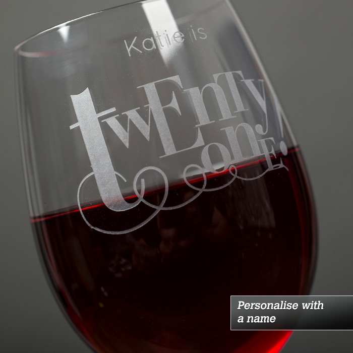 Personalised 21 Years Old Wine Glass