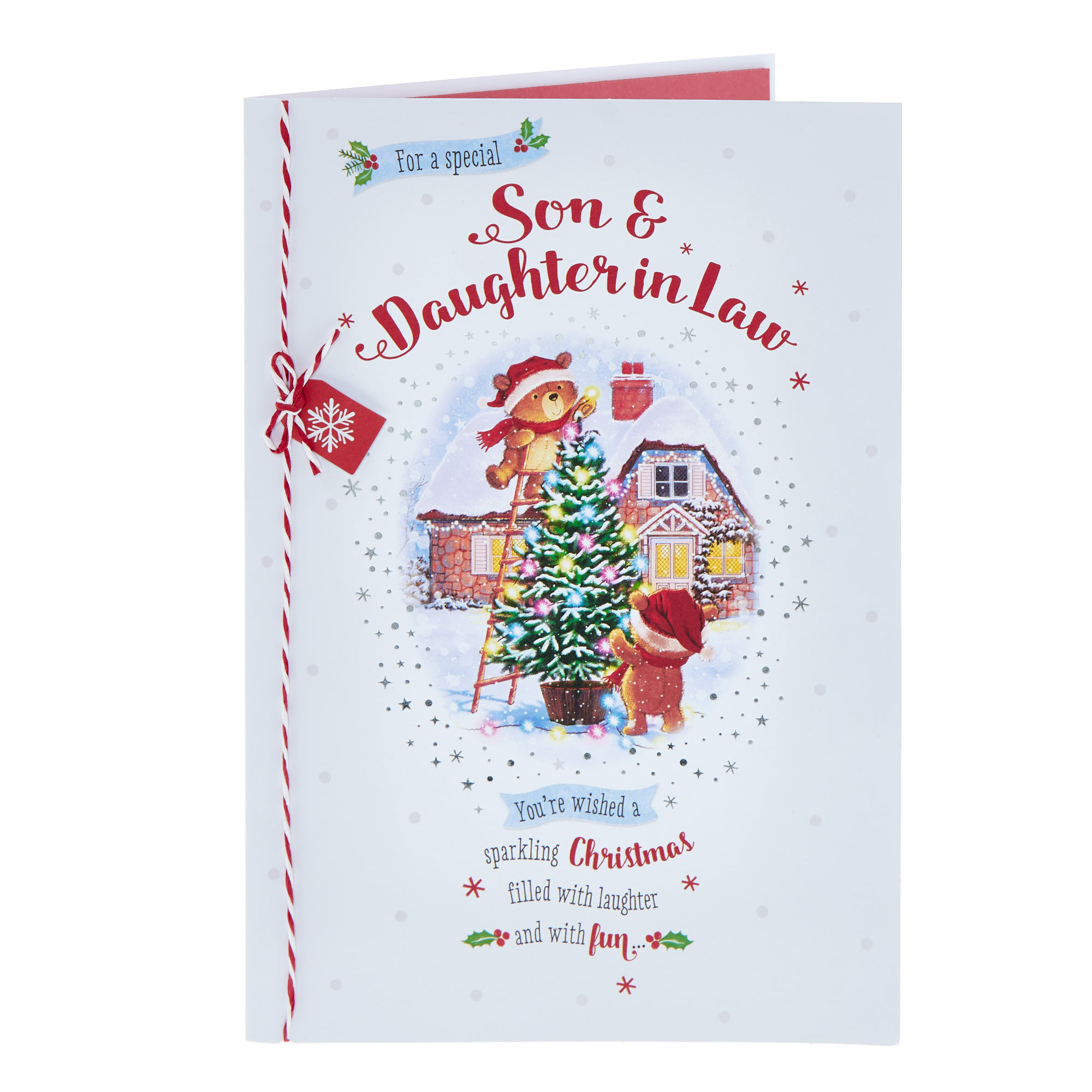Son & Daughter In Law Bears & Tree Christmas Card