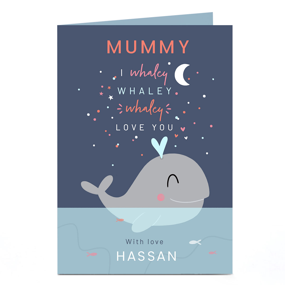 A4 Personalised Valentine's Day Card - Mummy, Whaley Love You