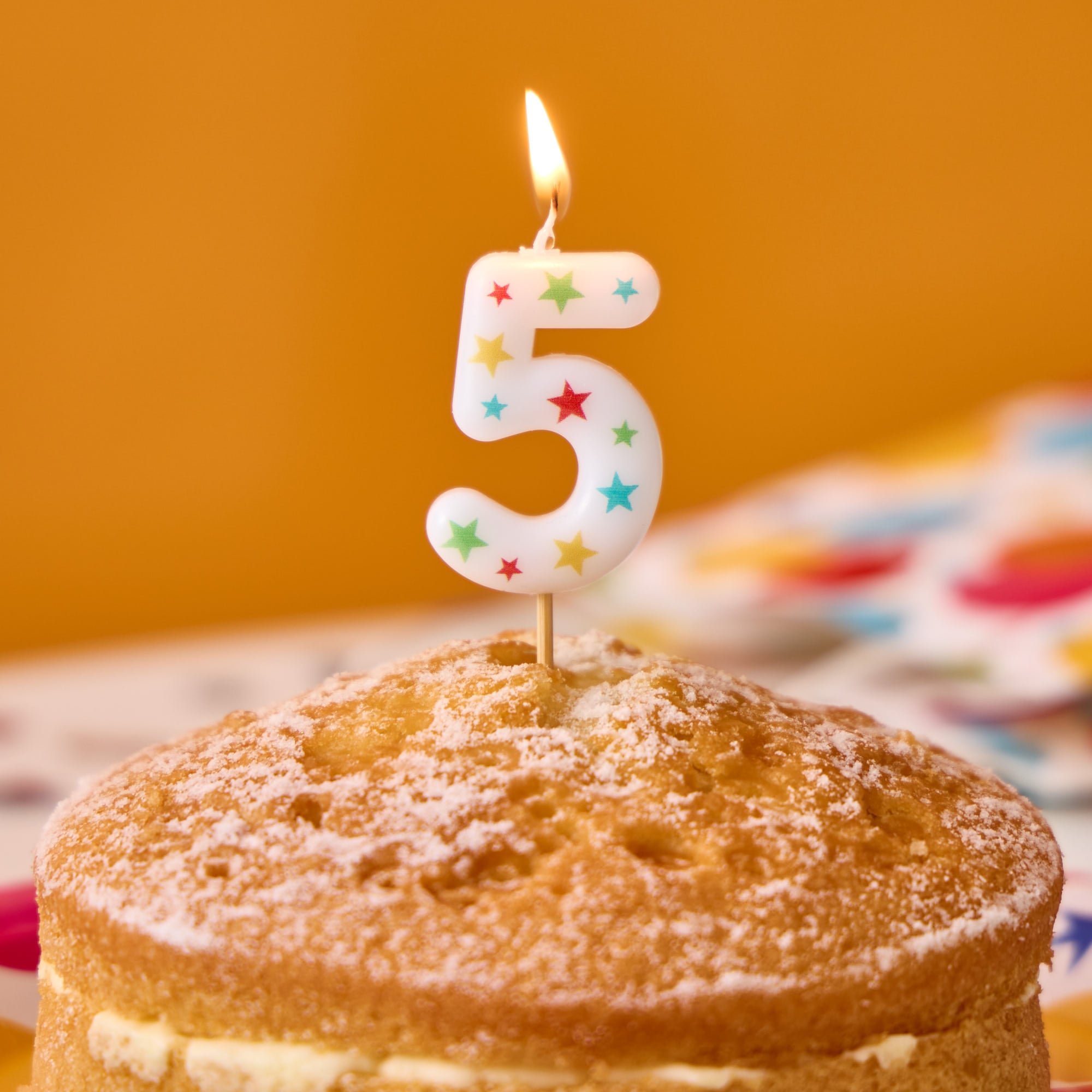 Star Print Number 5 Cake Candle