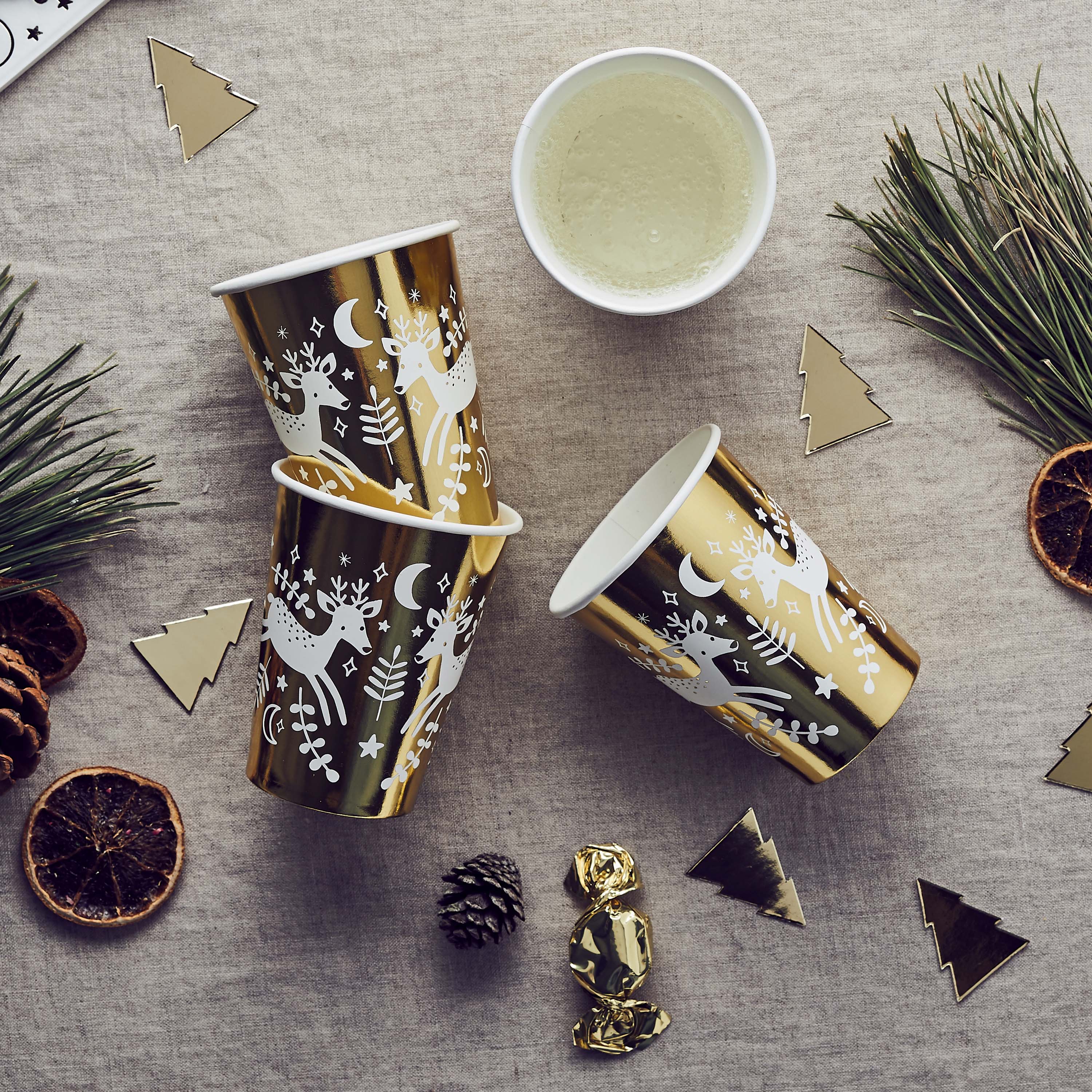 Reindeer Paper Cups - Pack of 8