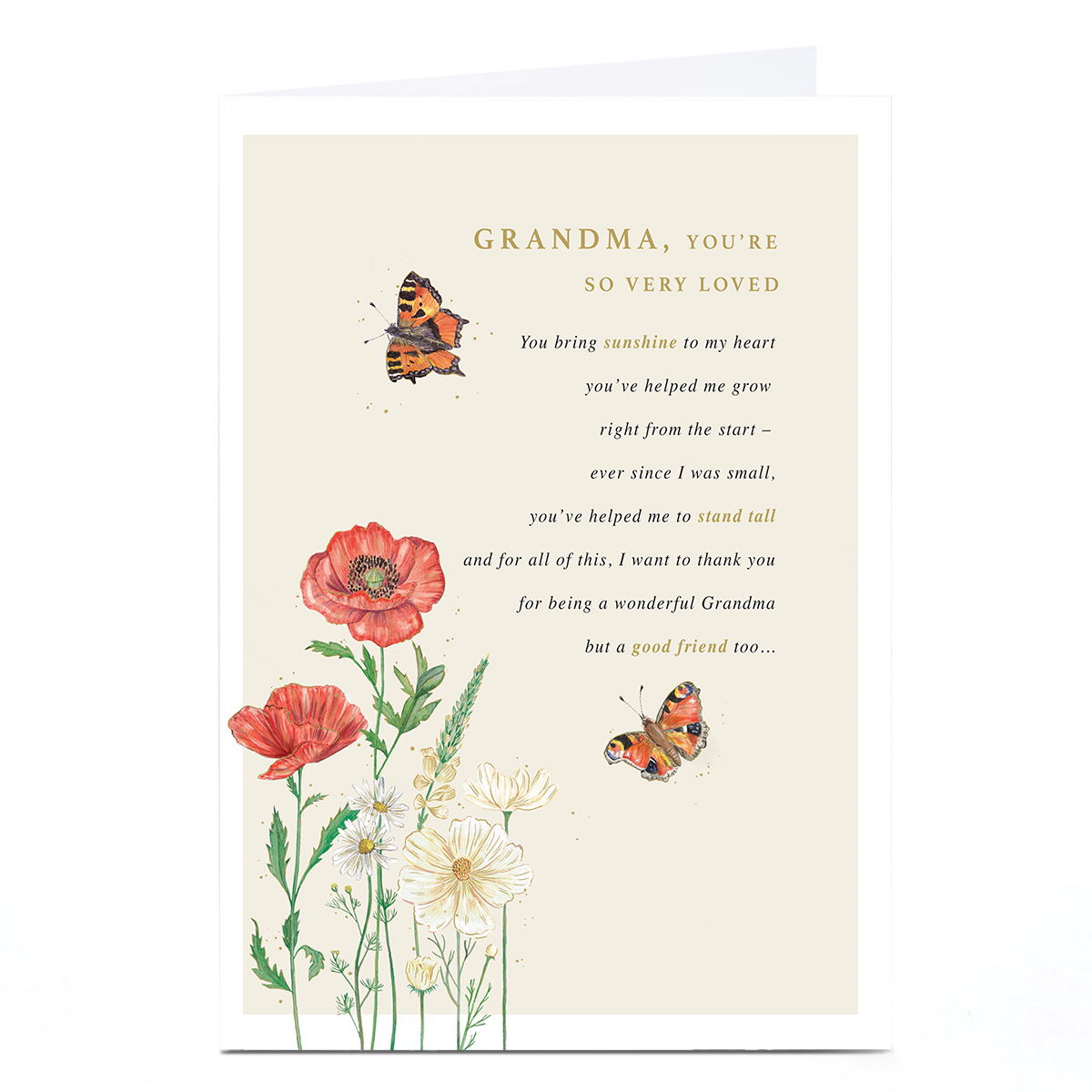 Personalised Mother's Day Card - Bring Sunshine To My Heart Poem, Grandma