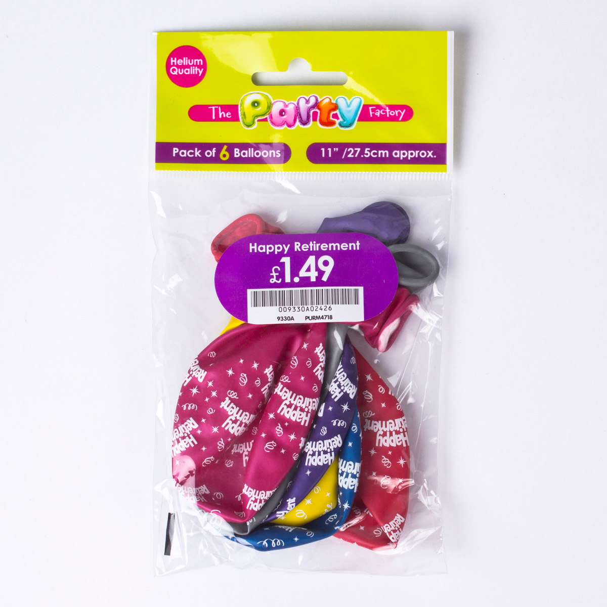 Multicoloured Happy Retirement Helium Latex Balloons - Pack Of 6