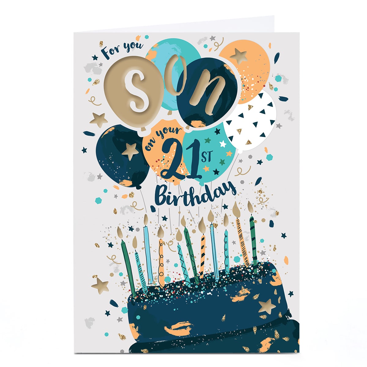 21st Birthday Card - Birthday Cake, Son