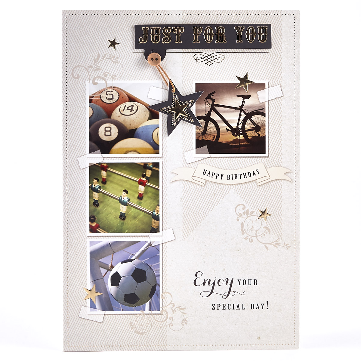 Birthday Card - Boy's Pool, Football & Bike