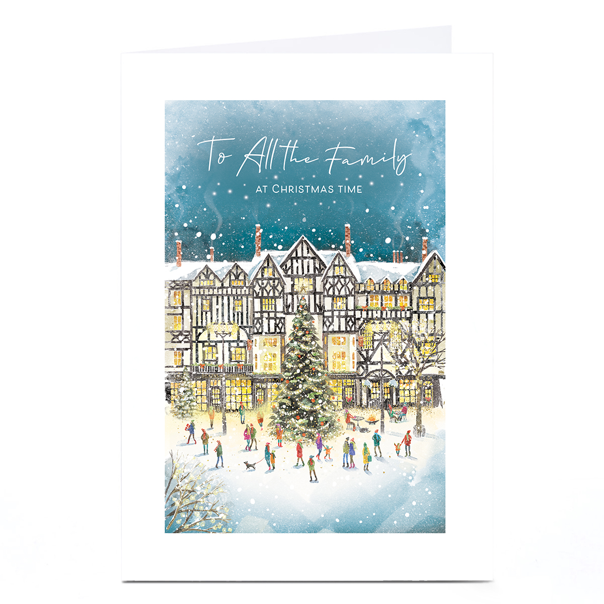 Christmas Card - To All the Family - Snowy village scene