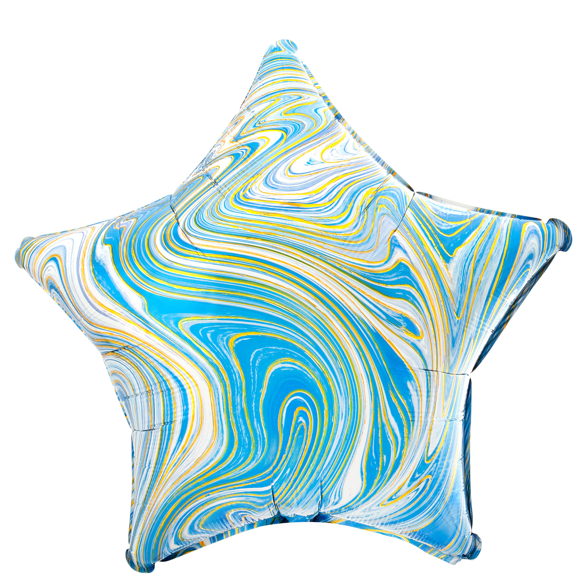 Blue Star Marble-Effect 19-Inch Foil Helium Balloon
