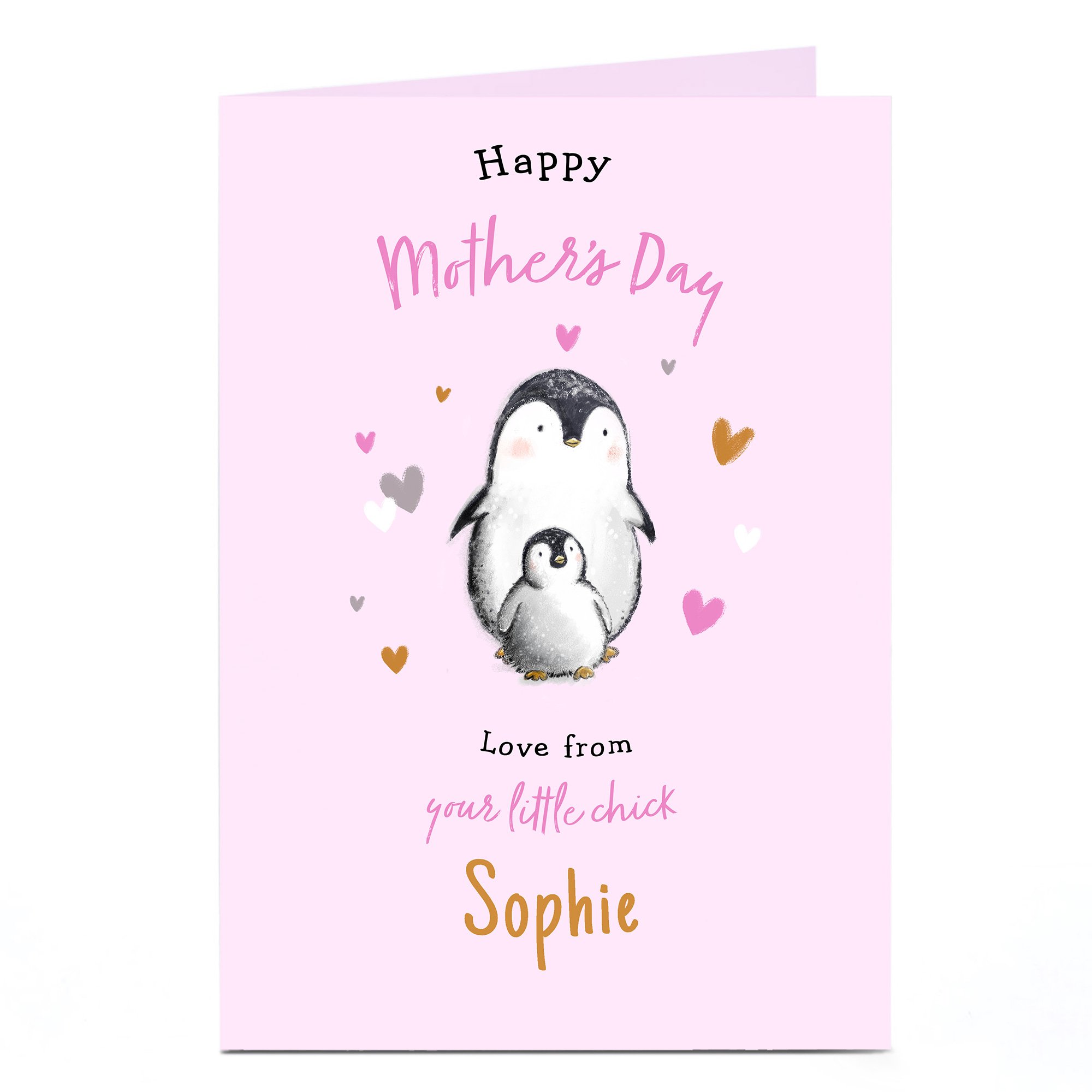 Personalised Mother's Day Card - From Your Little Chick, Penguins