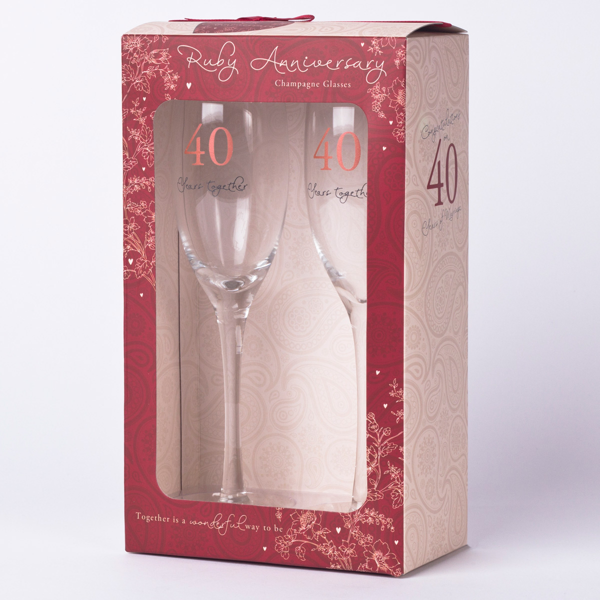 40th Wedding Anniversary Champagne Glass Set