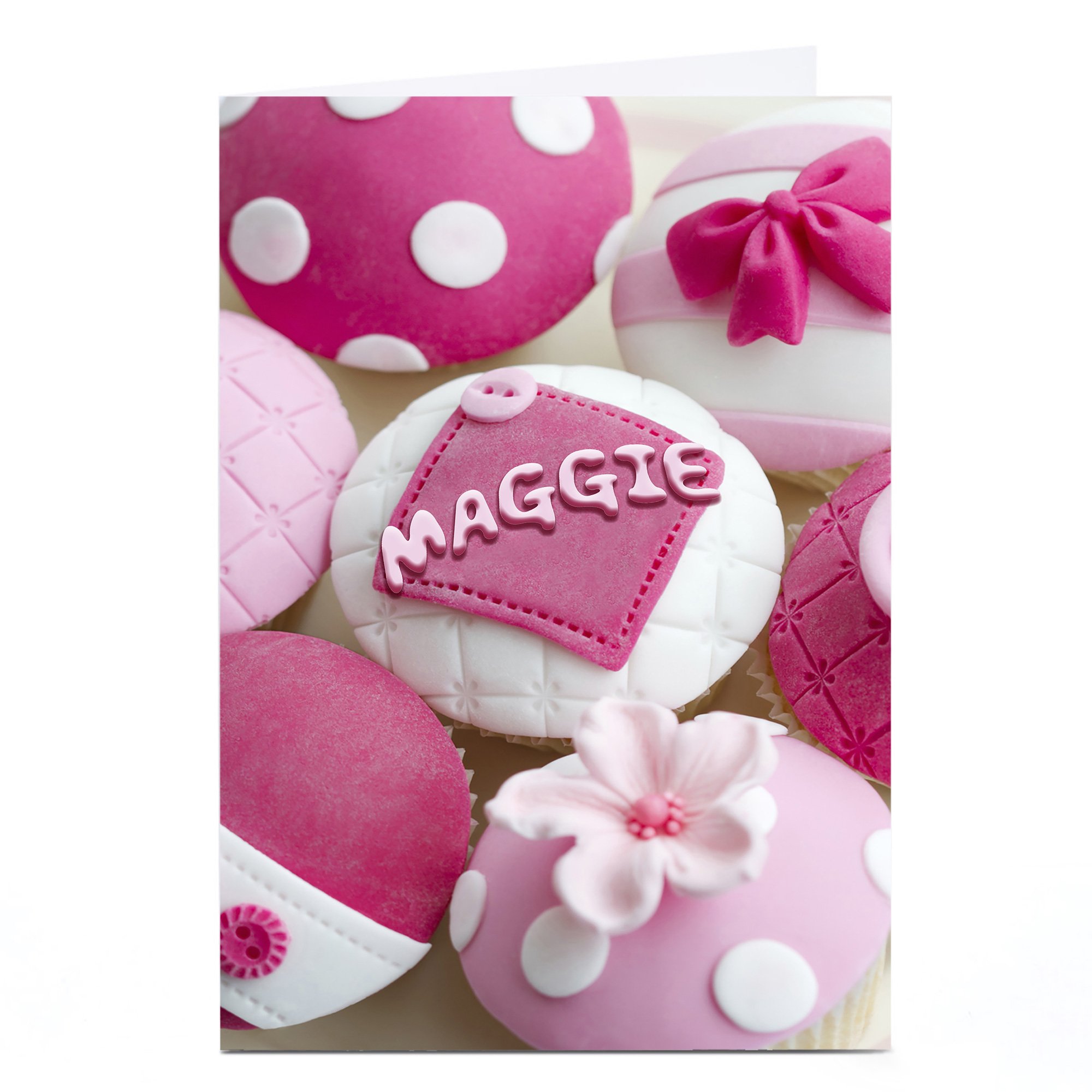 Personalised Card - Pink Patterned Cupcakes