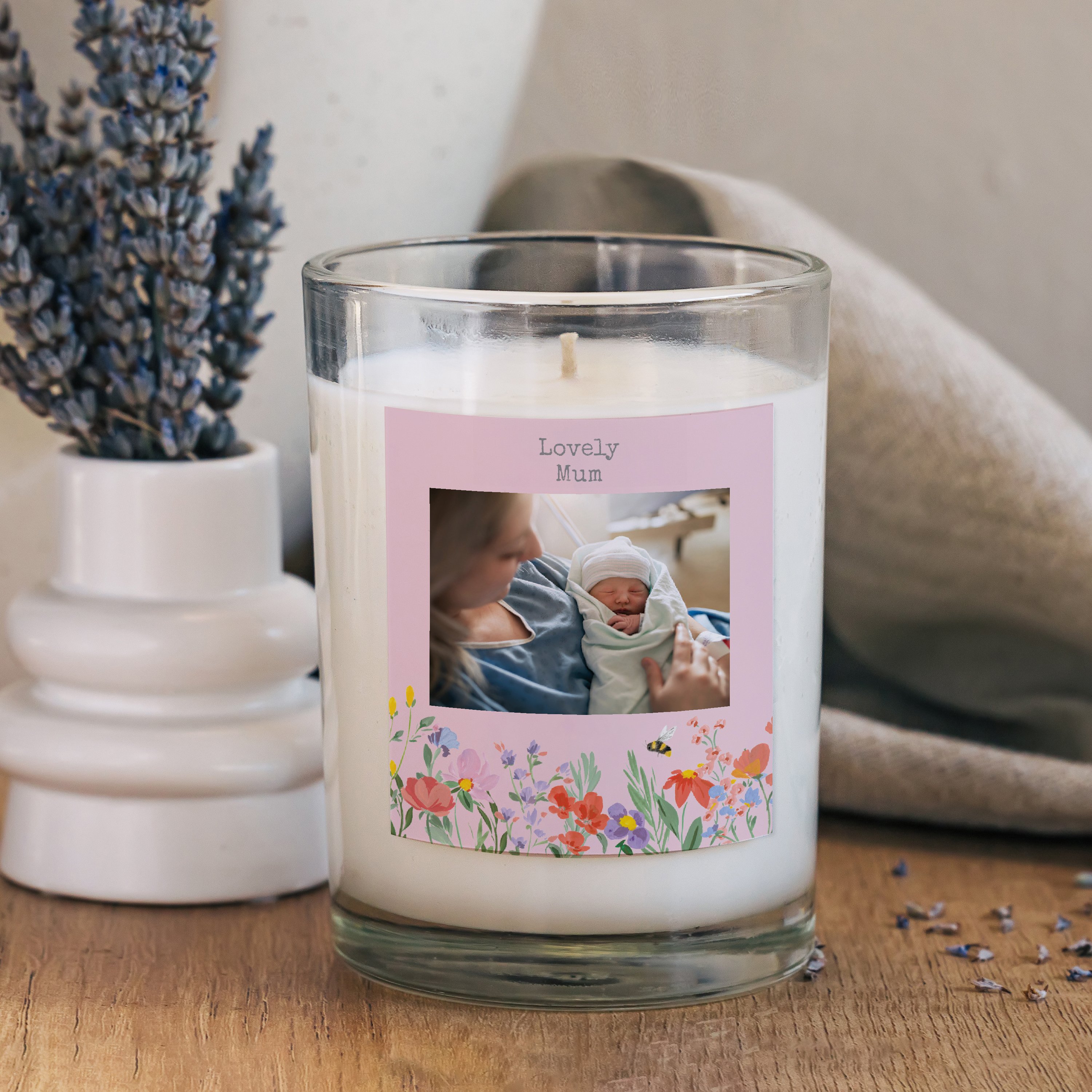 Personalised Photo Upload Scented Candle - Wild Flowers