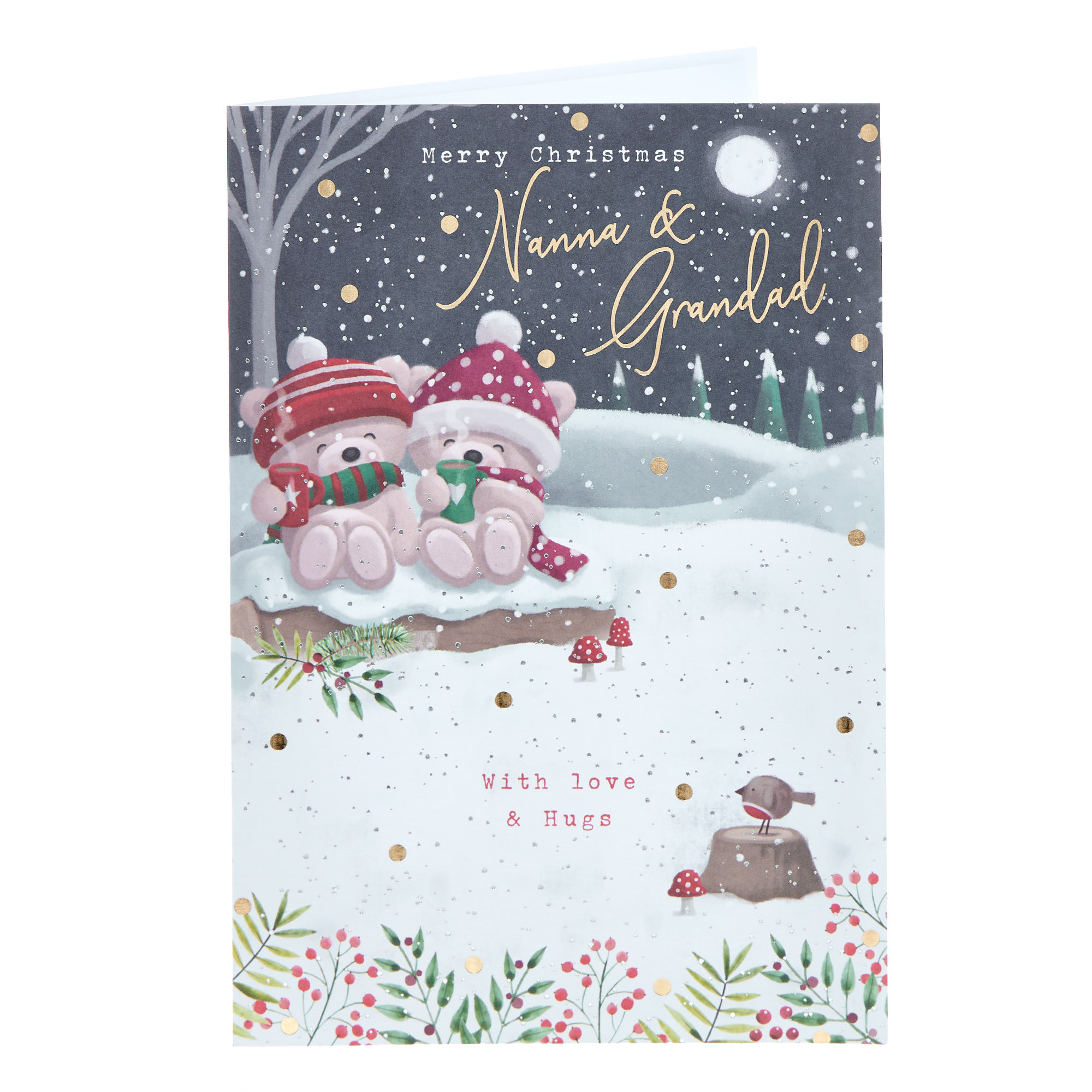 Nanna & Grandad Hugs Moon Christmas Card