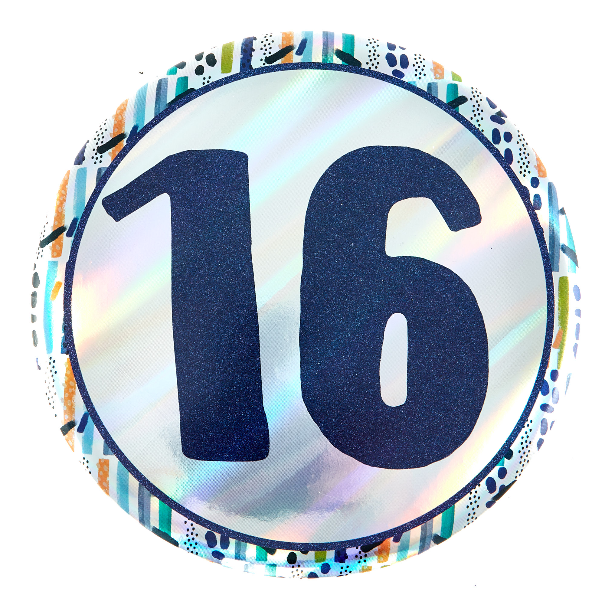 3" UNIQUE AGE 16-16TH BIRTHDAY BADGE BLUE AND SILVER