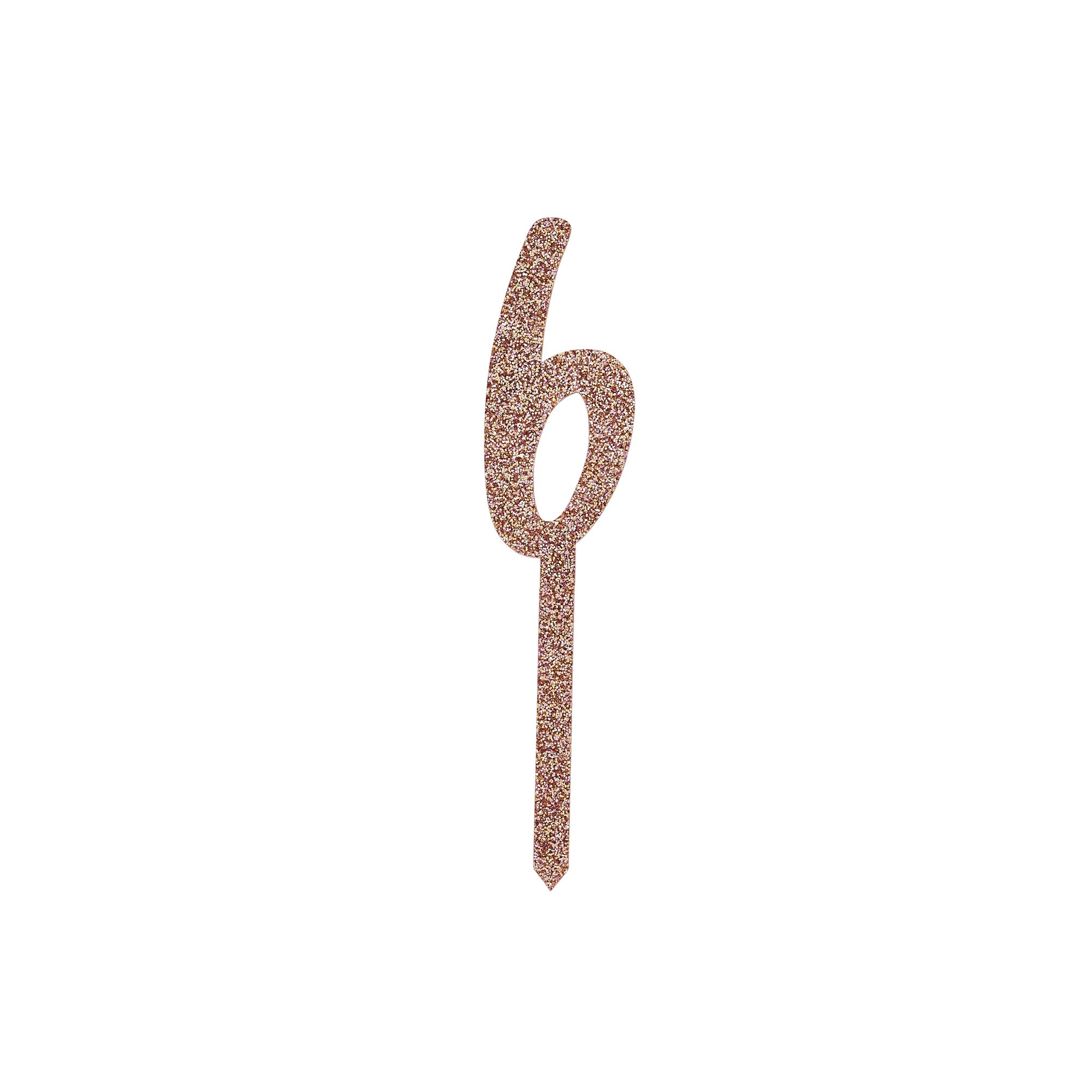 Metallic Rose Gold Number Glitter Acrylic Cake Topper (Numbers 0-9)
